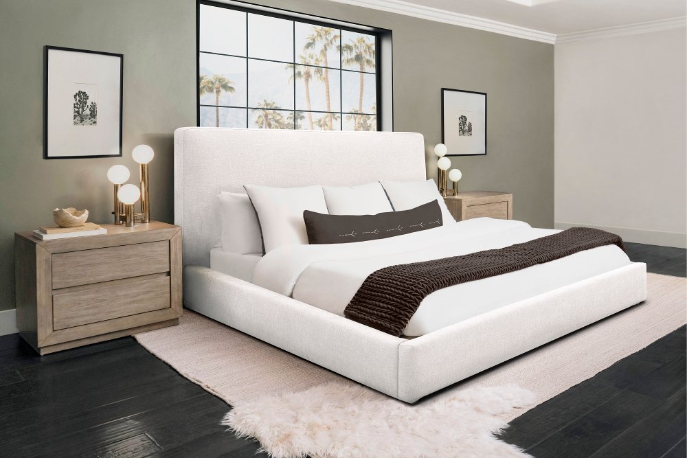 Lennox White Upholstered Queen Bed