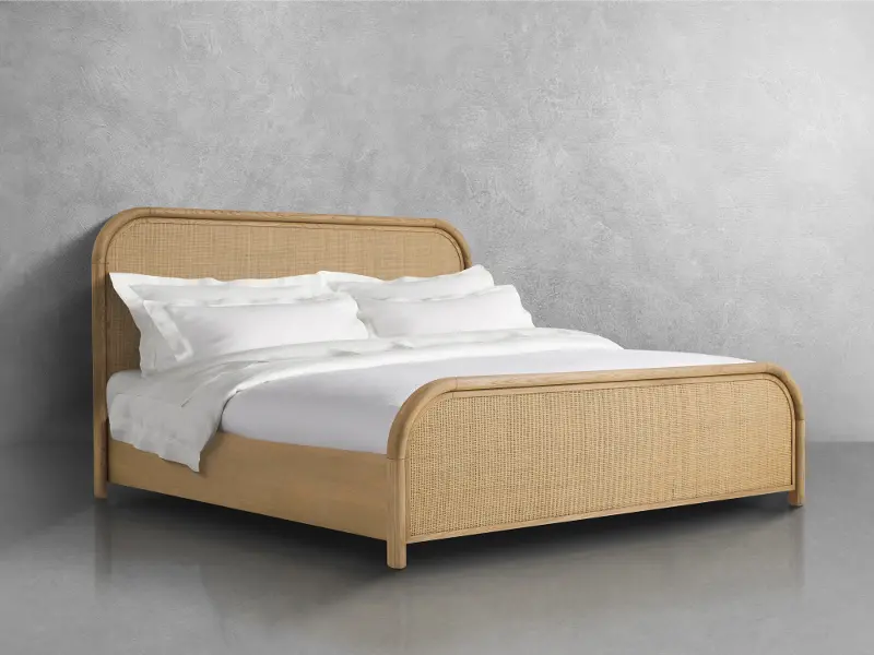 JoJo Fletcher Ella Light Brown Oak & Natural Cane Queen Bed