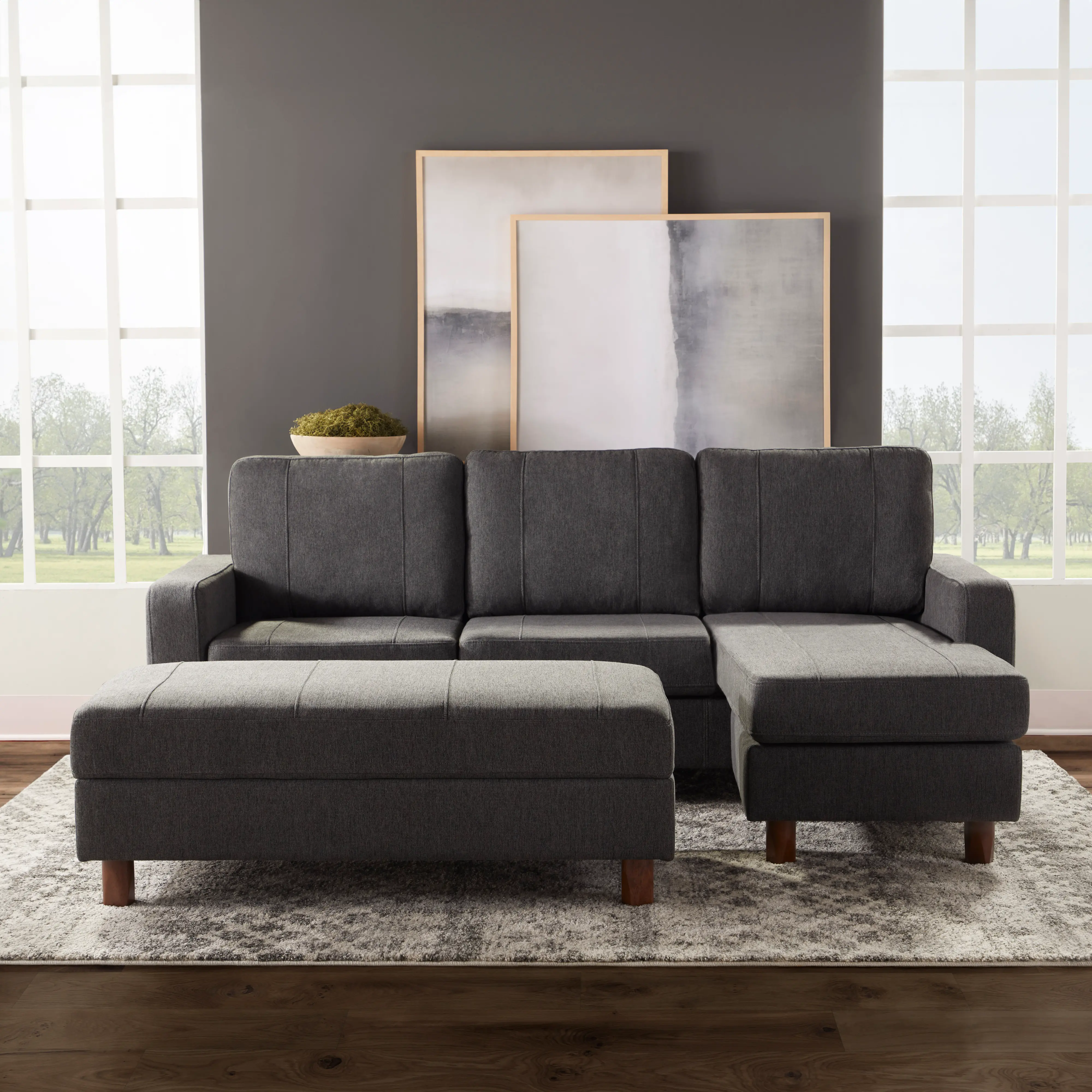 Ethel Gray Reversible Sectional and Ottoman-2
