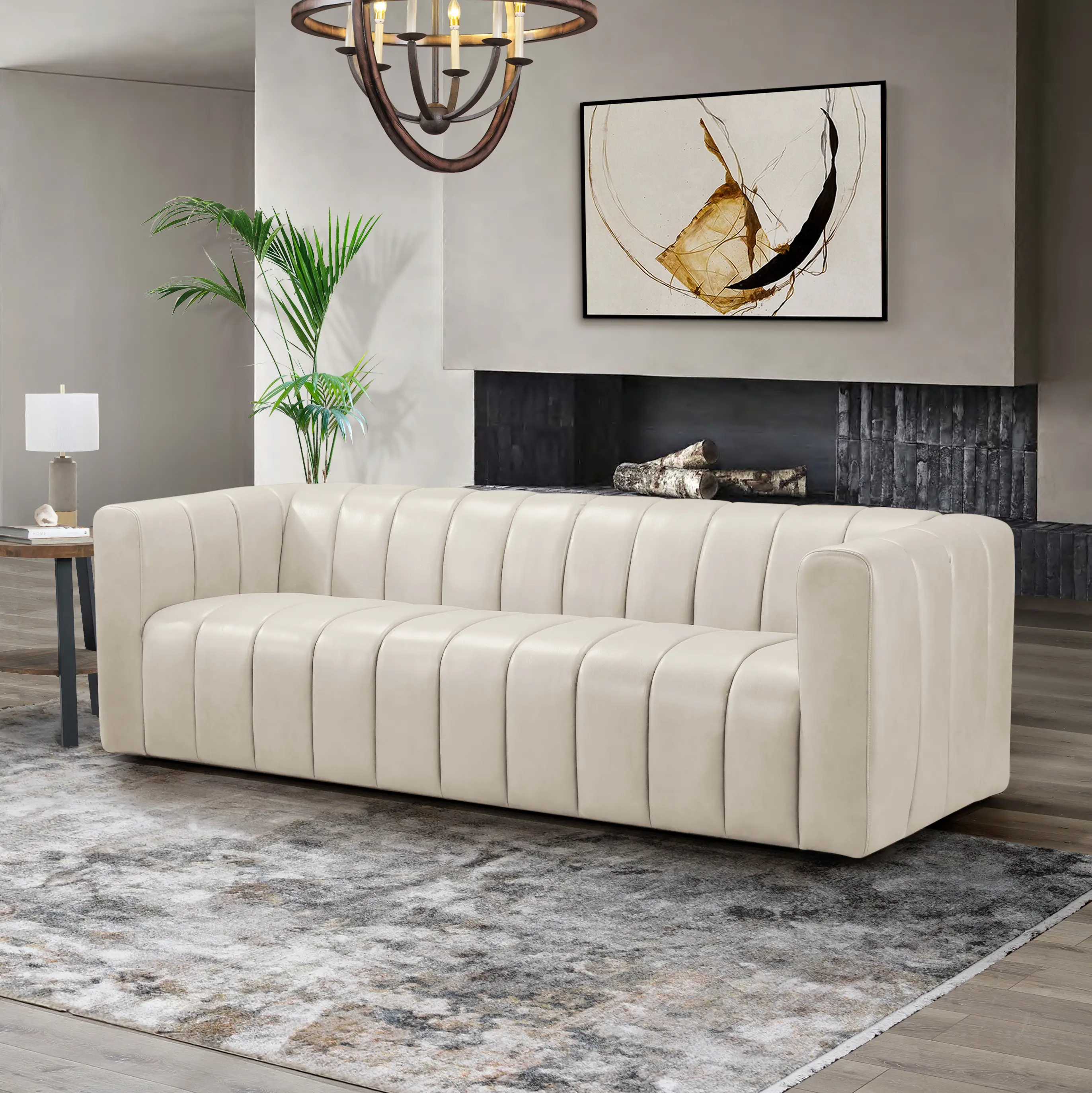 Gia Ivory Leather Sofa-2