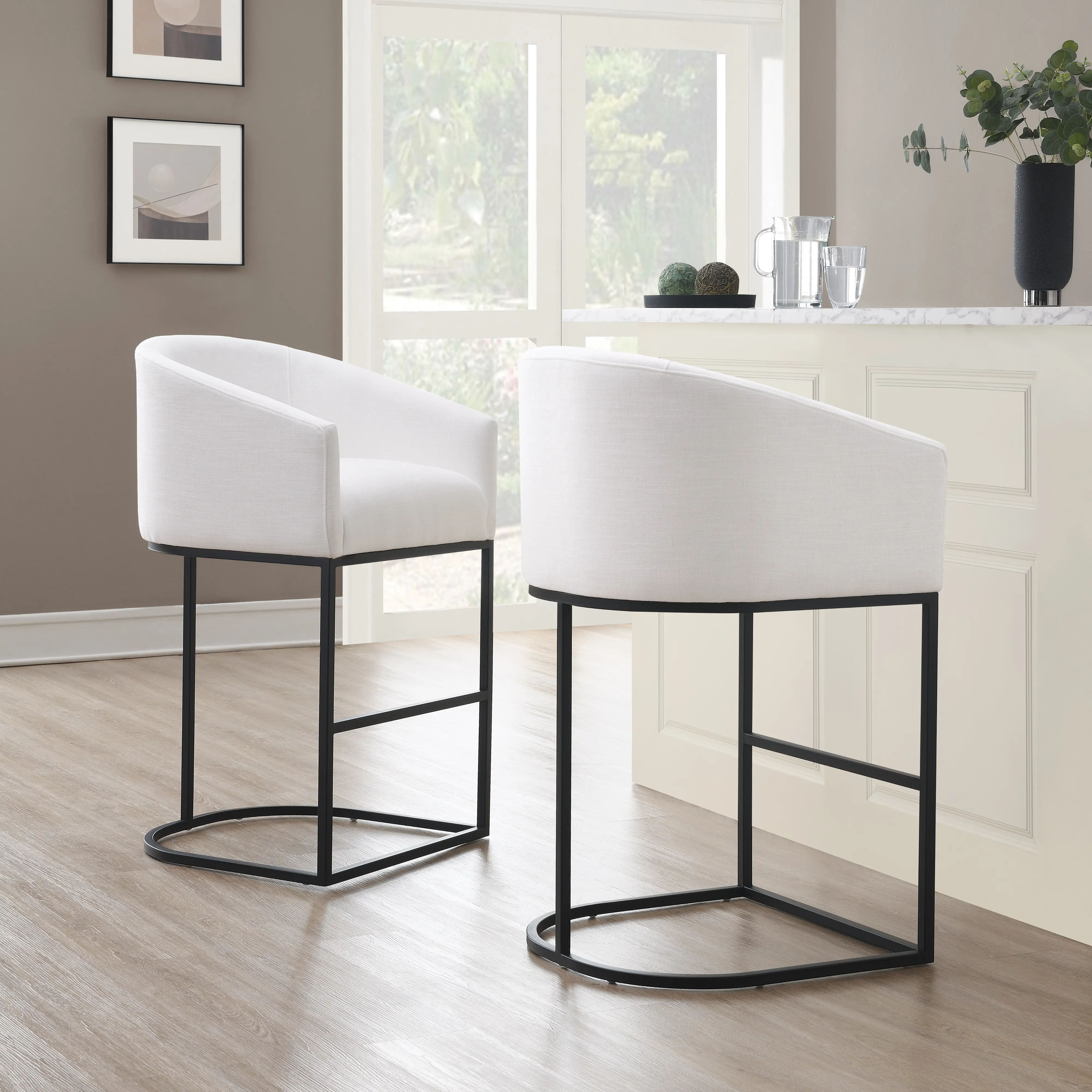 Josephine White Upholstered Barstool-2