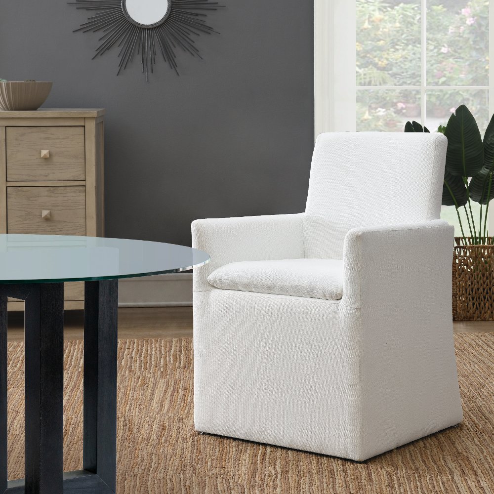 Mariana White Stain-Resistant Upholstered Dining Armchair