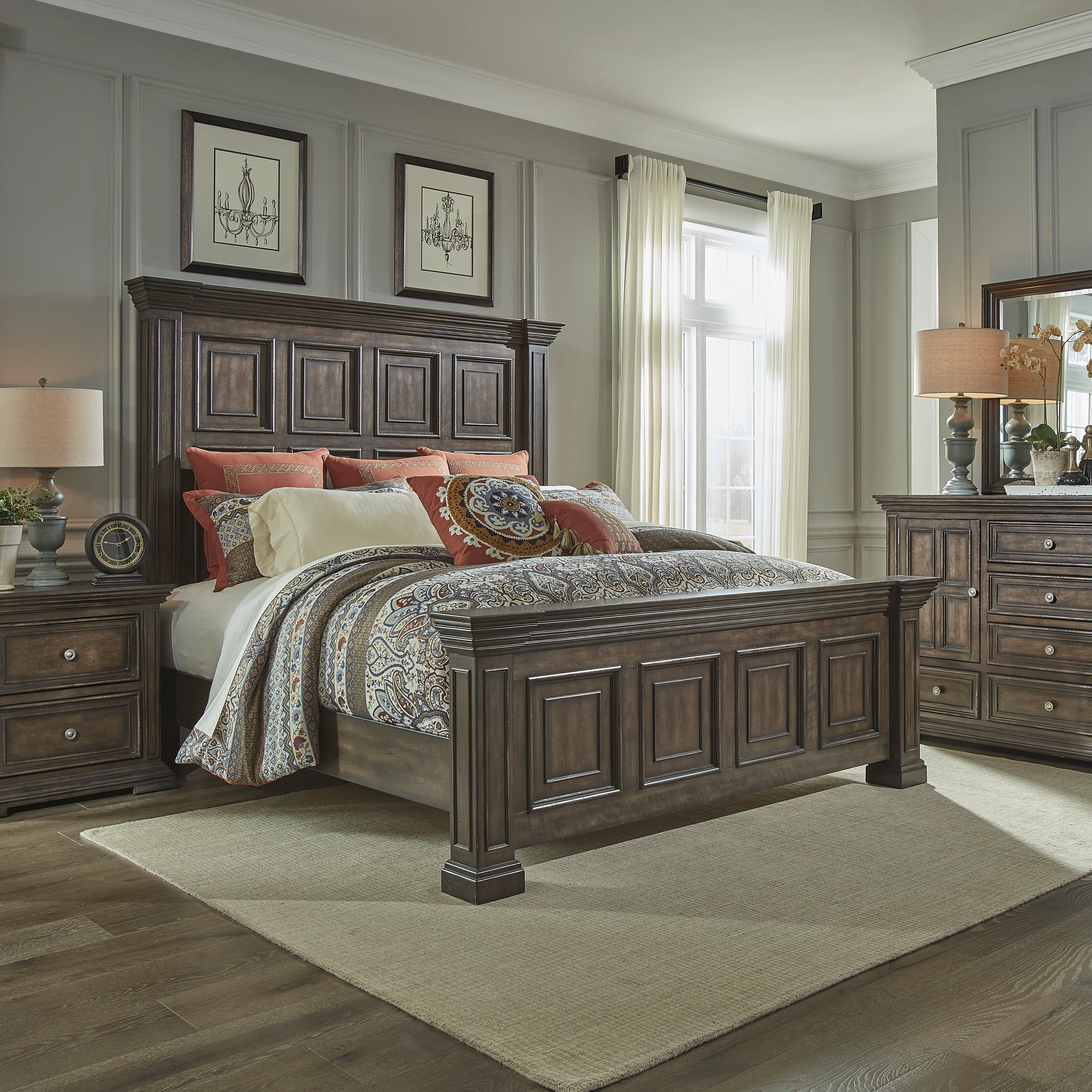 361-BRW-BED6/6 Big Valley Brown King Bed-4