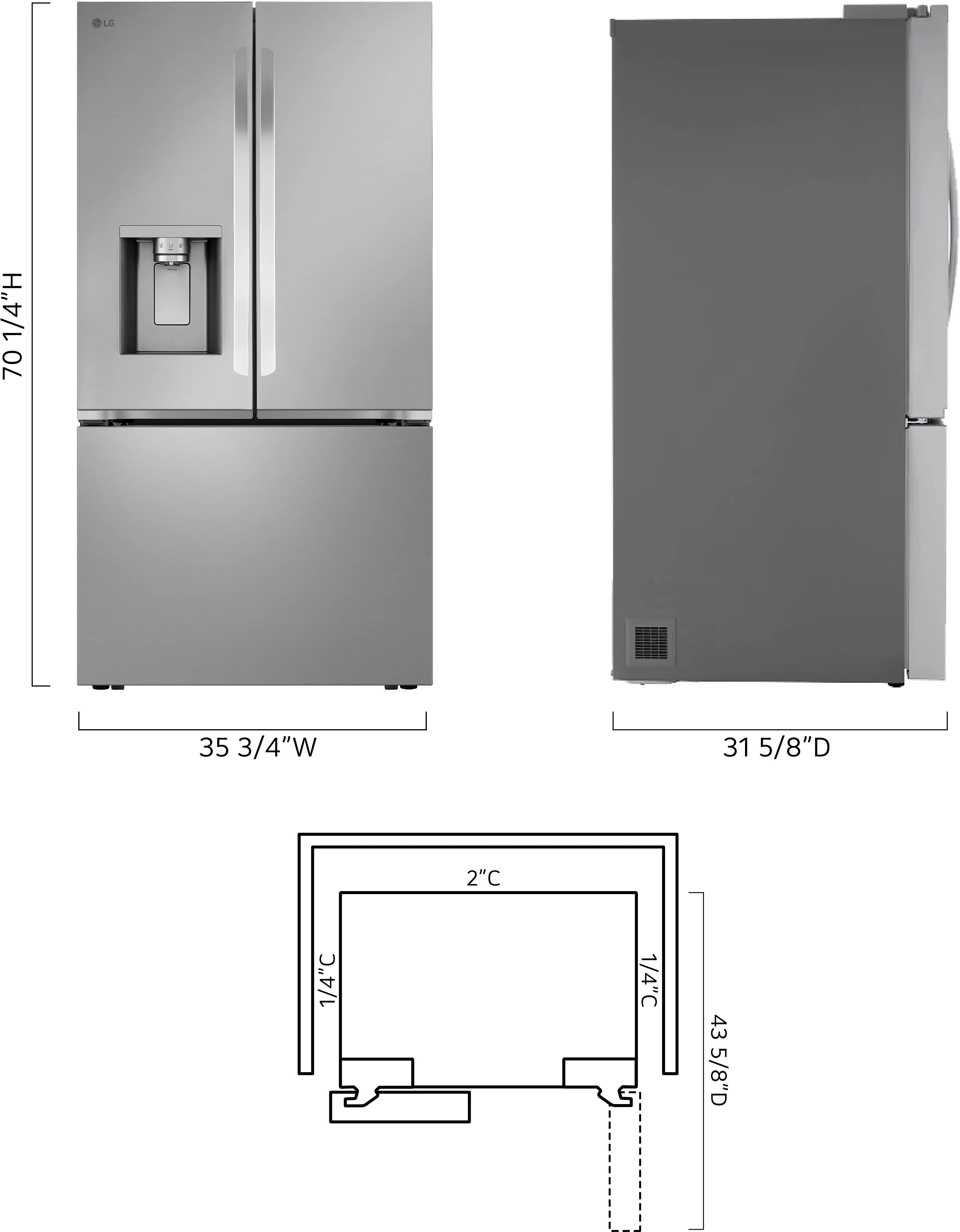LRRXC2606S LG 25.5 Cu Ft French Door Refrigerator - Counter Depth Stainless Steel-4