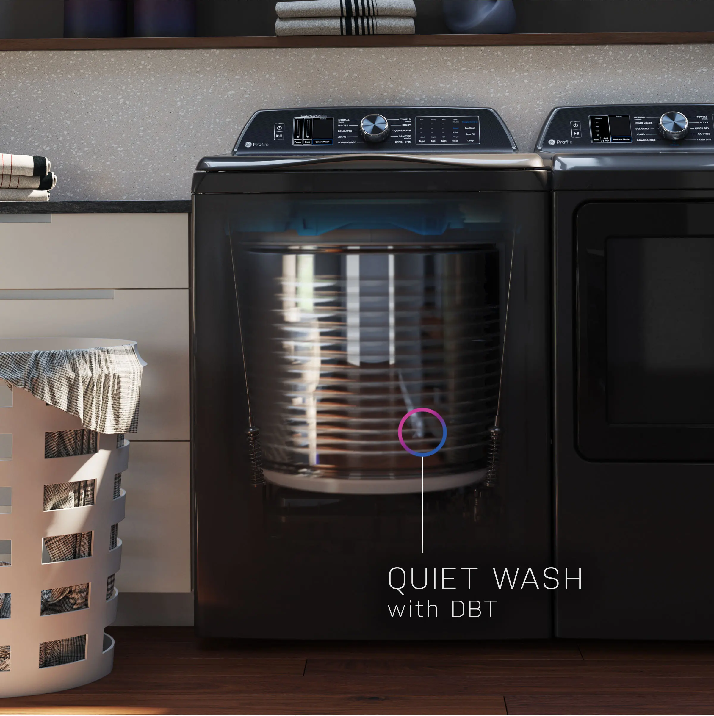 PTW805BPWRS GE Profile 5.3 Cu Ft Smart Top Load Washer with Agitator - Sapphire Blue-4