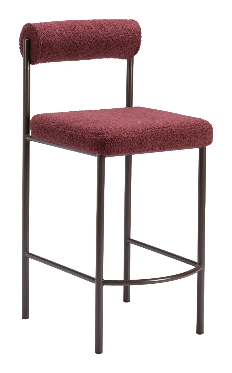 Ginosa Red Shearling Counter Stool, Set of 2