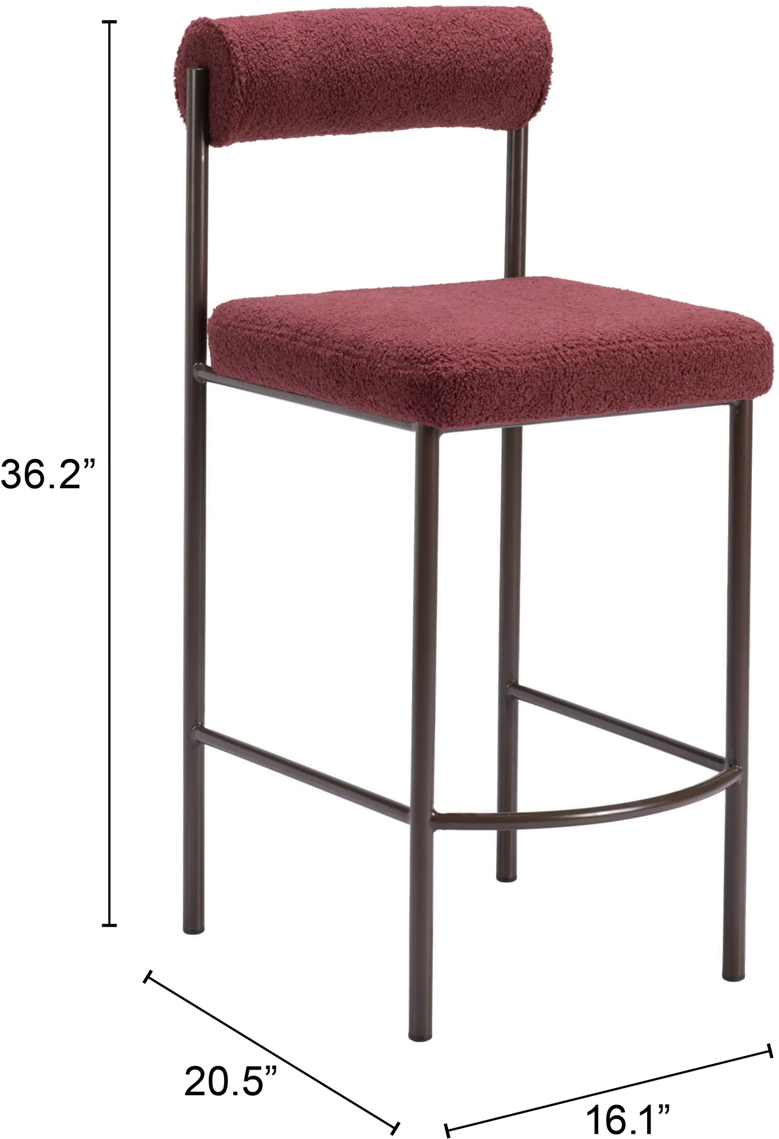 Ginosa Red Shearling Counter Stool-3
