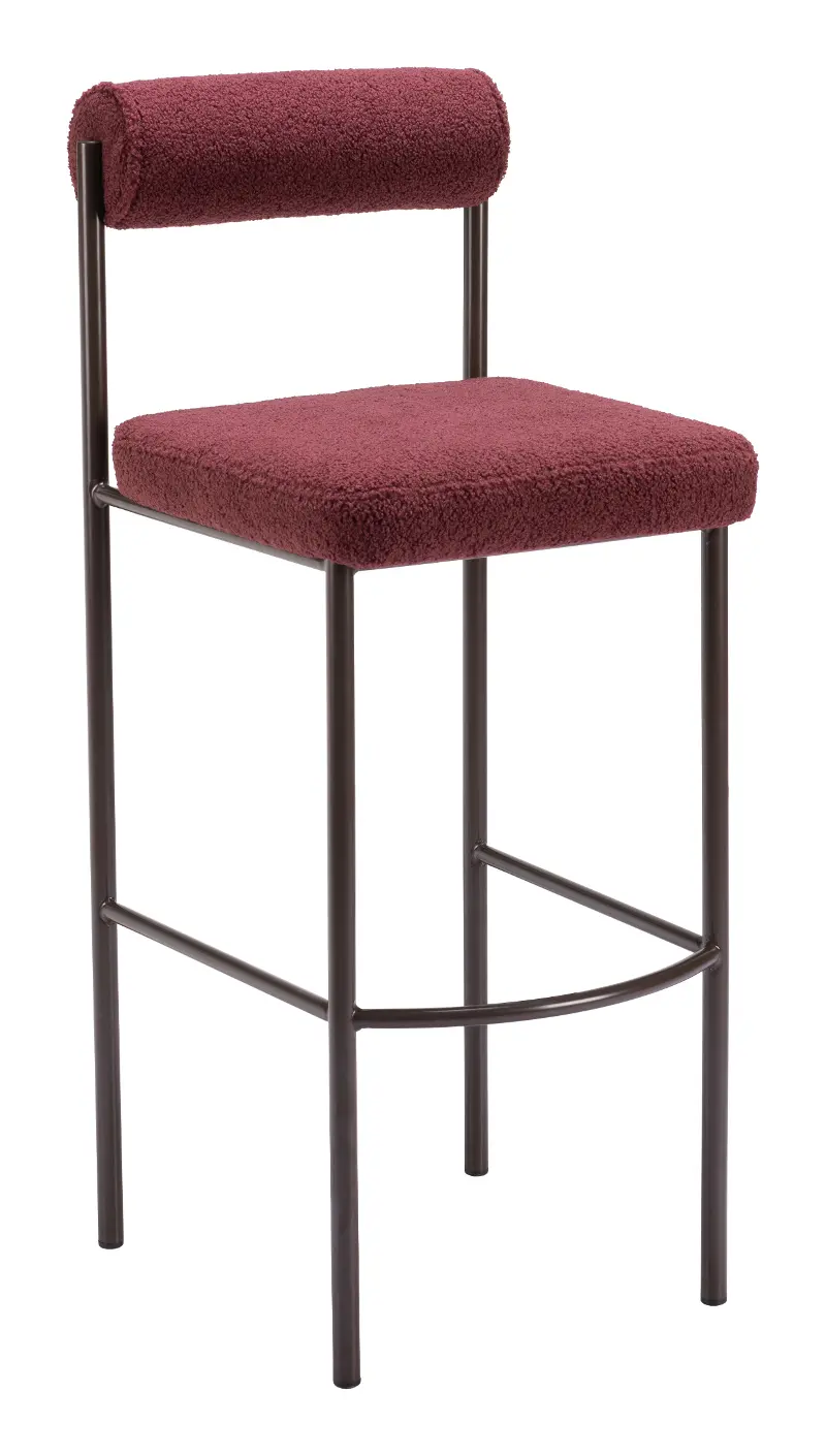 Ginosa Red Shearling Barstool, Set of 2