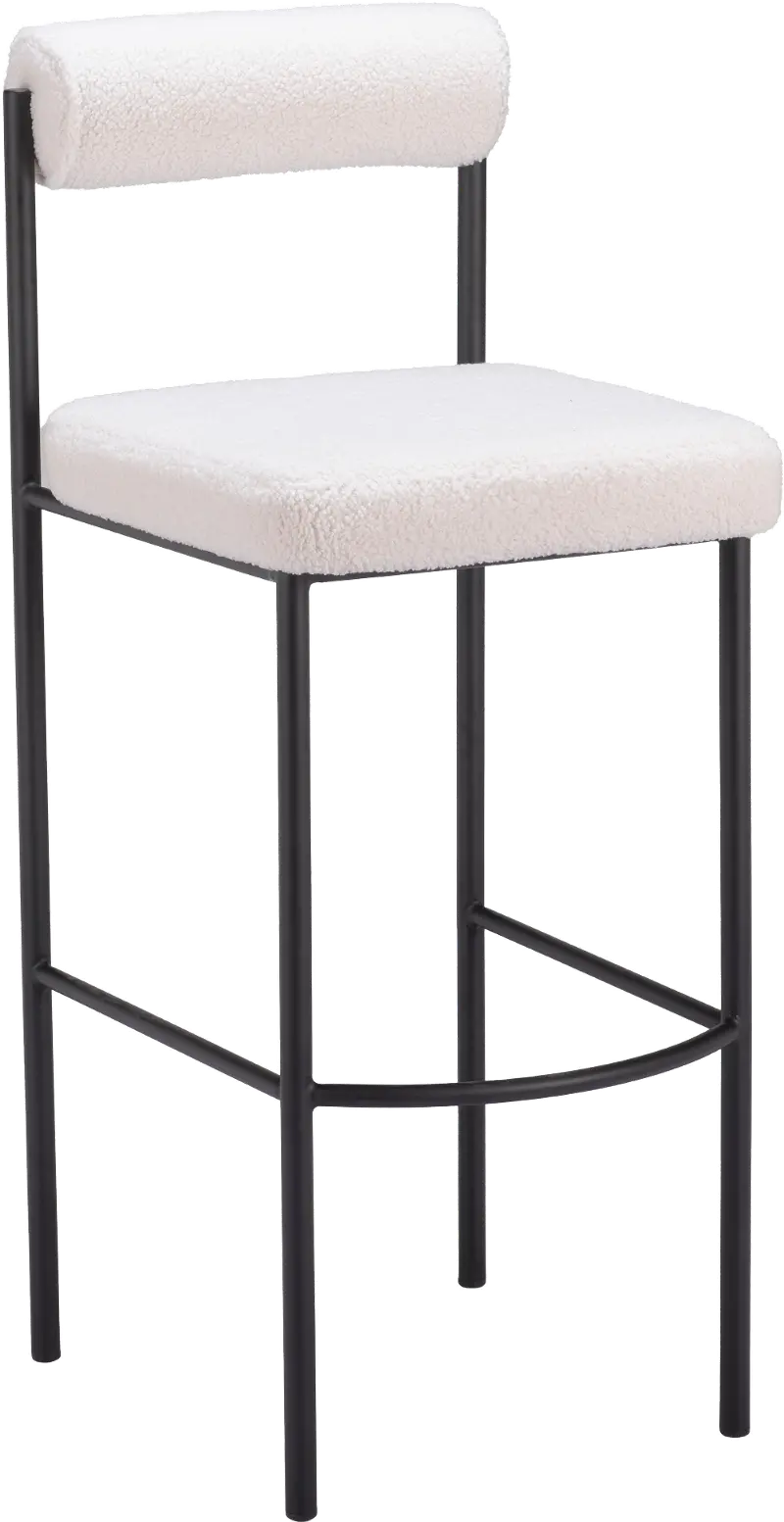 Ginosa Ivory Shearling Barstool