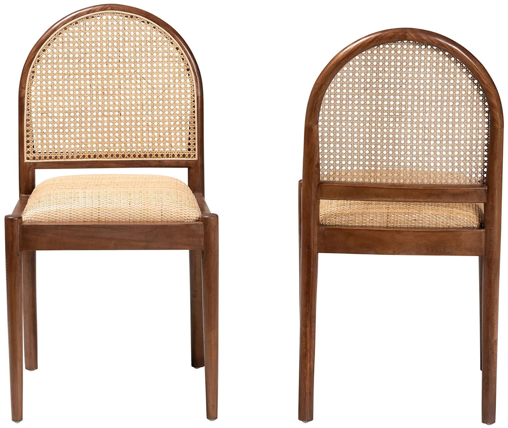 243-2PC-13362-RCW Maryland Natural Rattan and Acacia Wood Dining Chairs, Set of 2-4