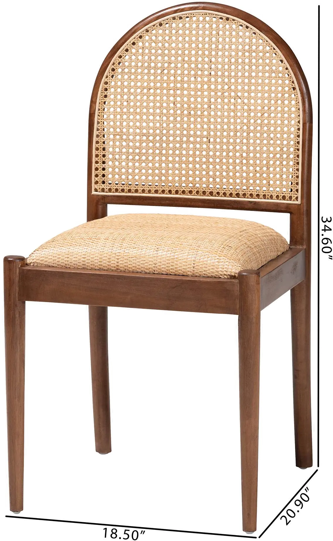 243-2PC-13362-RCW Maryland Natural Rattan and Acacia Wood Dining Chairs, Set of 2-3