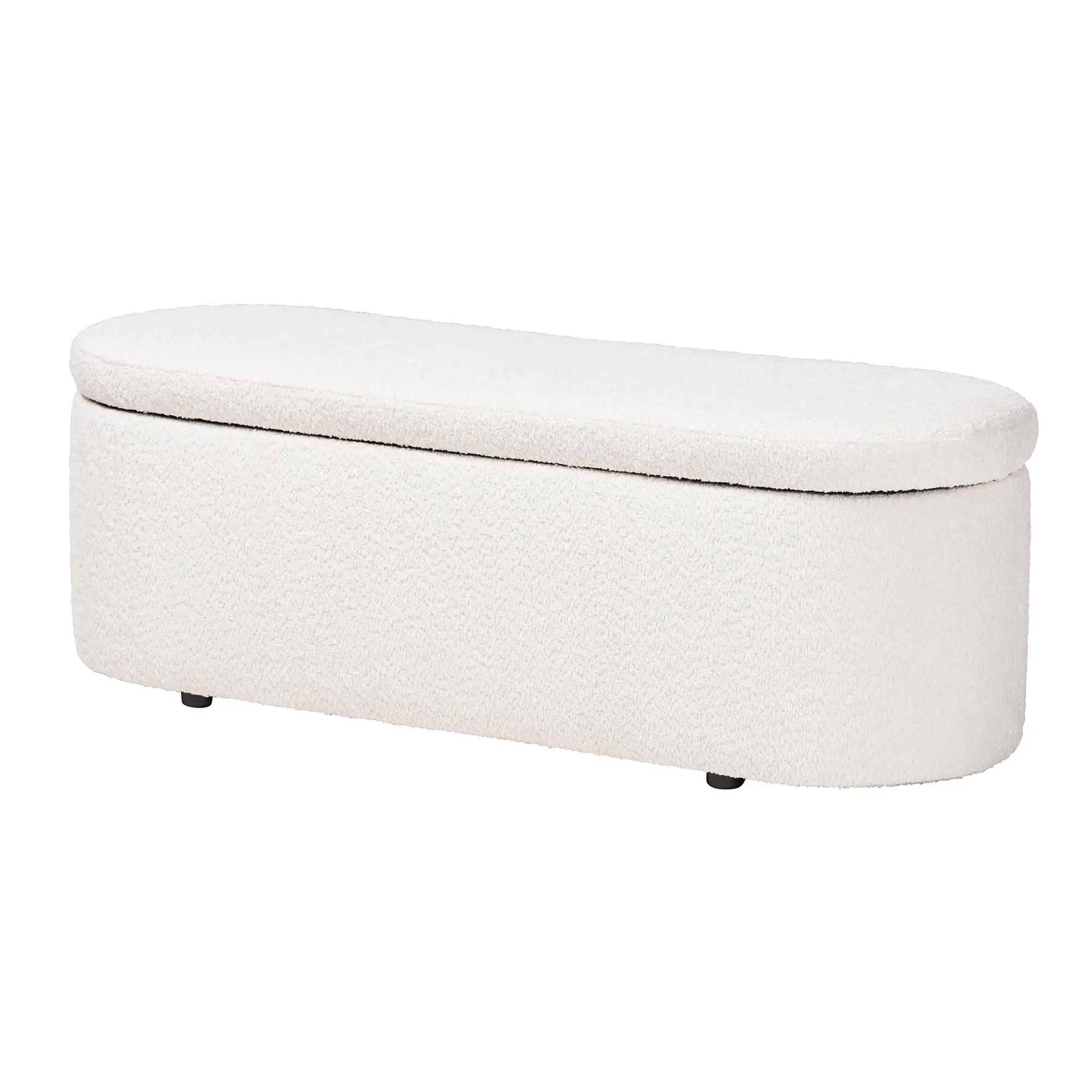 244-13652-RCW Lavina Modern White Boucle Storage Bench-1