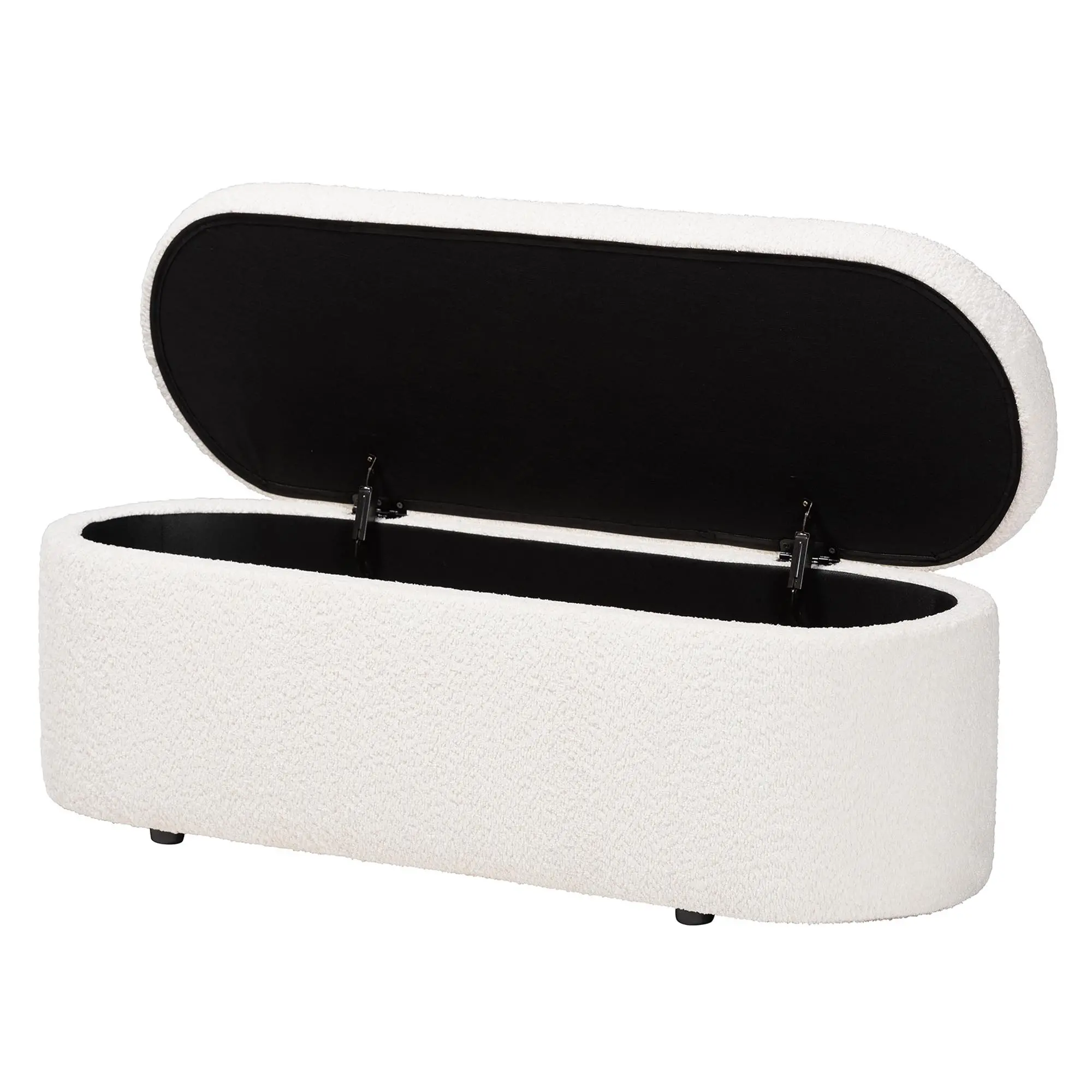 244-13652-RCW Lavina Modern White Boucle Storage Bench-4