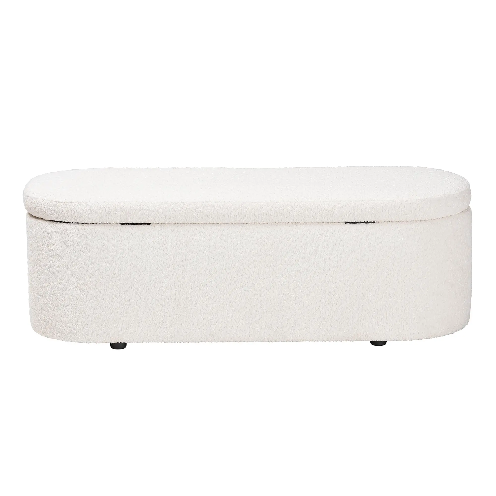 244-13652-RCW Lavina Modern White Boucle Storage Bench-6