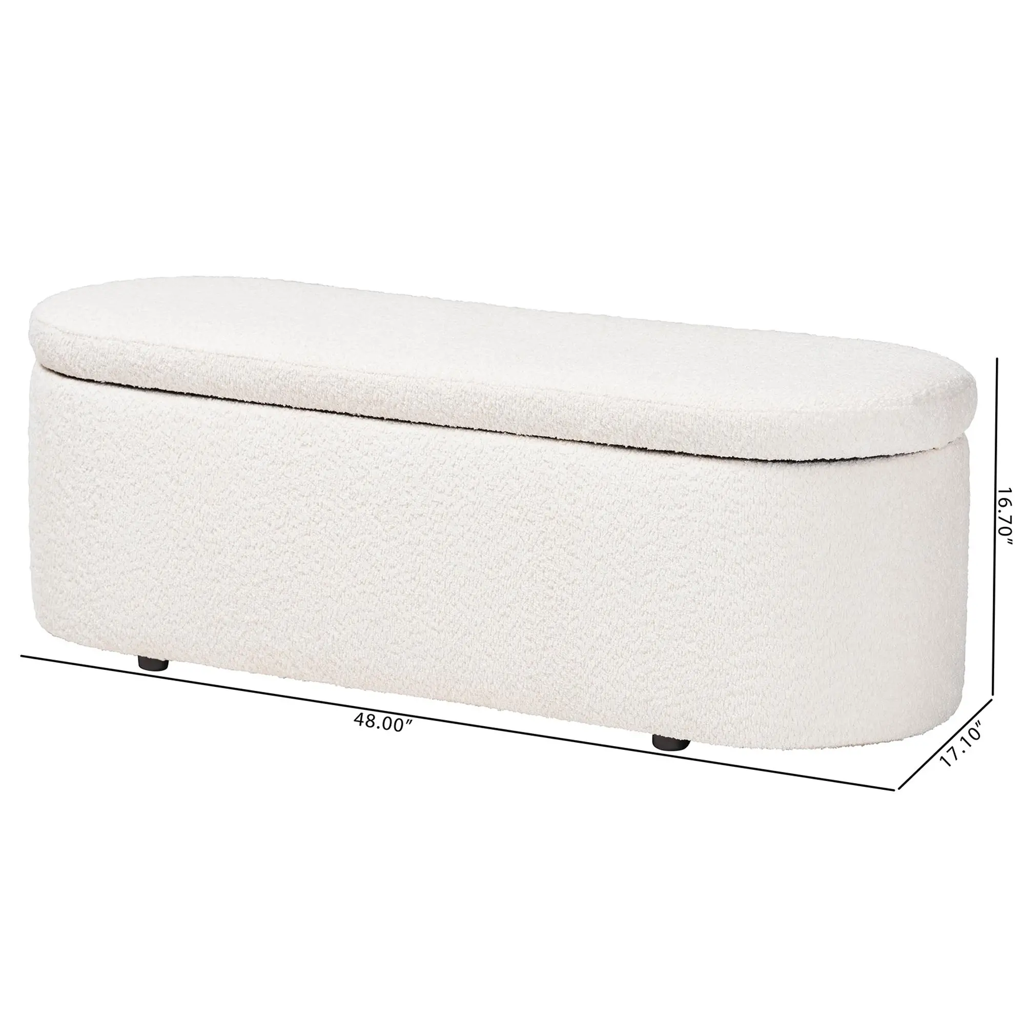 244-13652-RCW Lavina Modern White Boucle Storage Bench-8