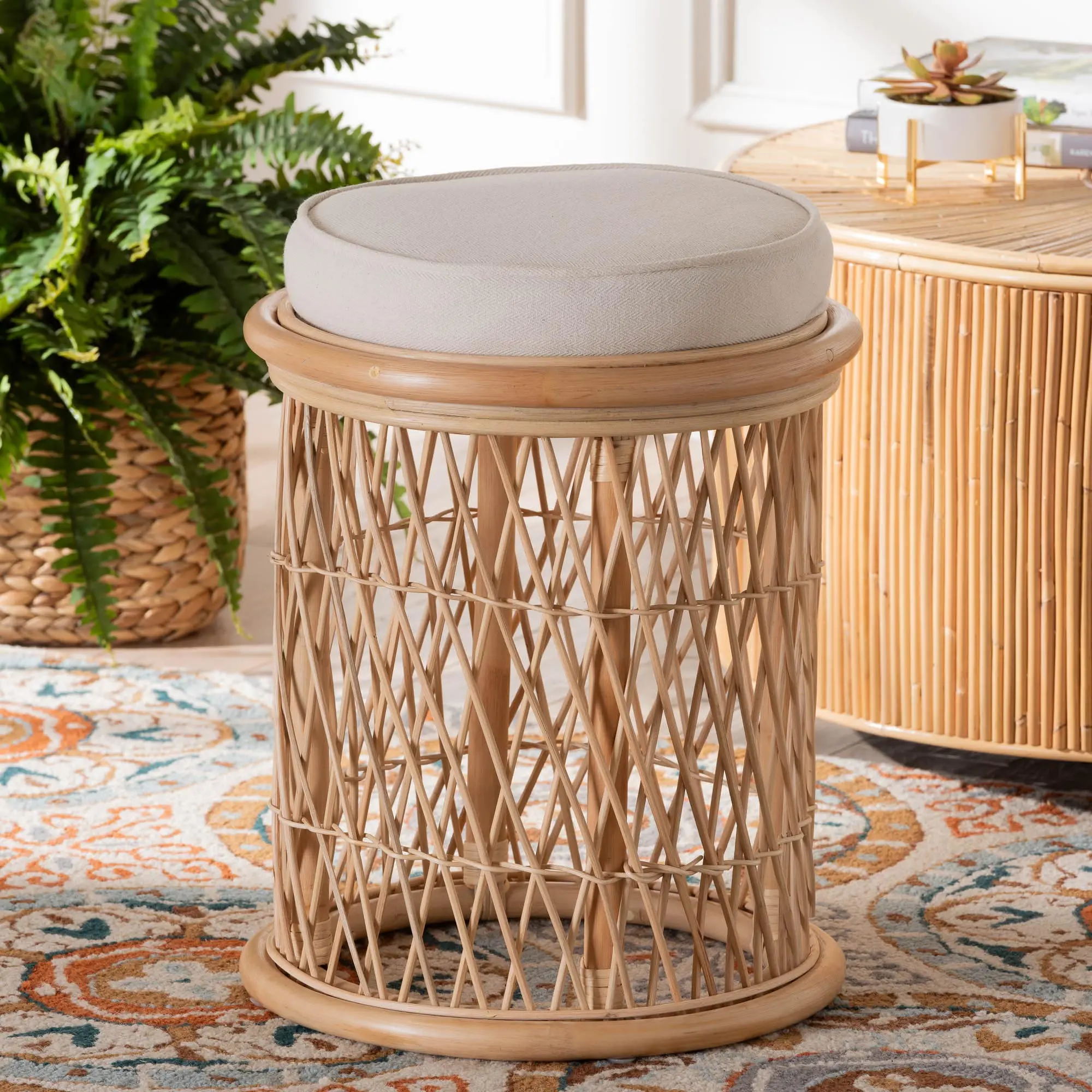 244-13666-RCW Junius Light Brown and White Ottoman Footstool-2