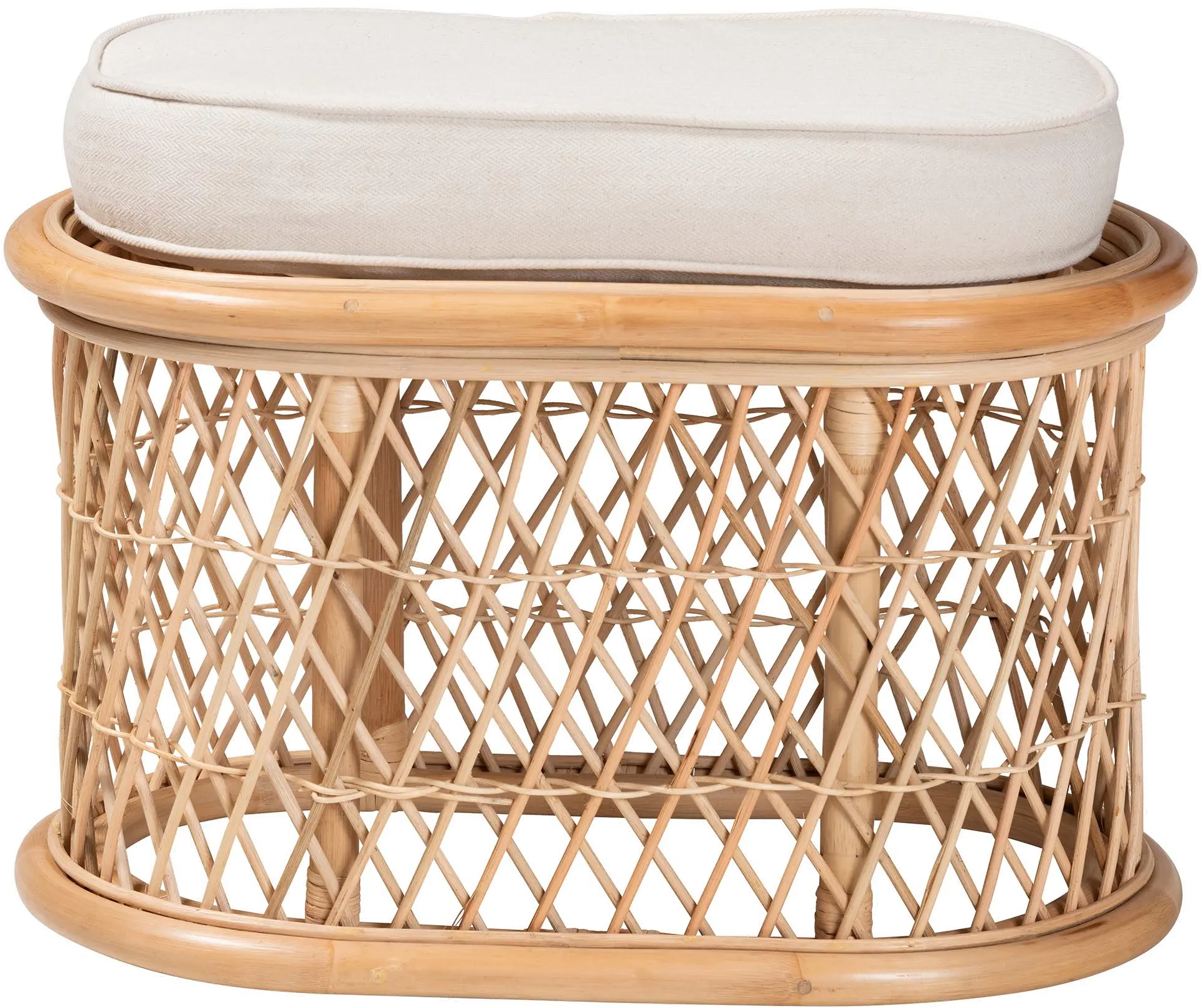 244-13667-RCW Ladonna Light Brown and White Ottoman Footstool-1