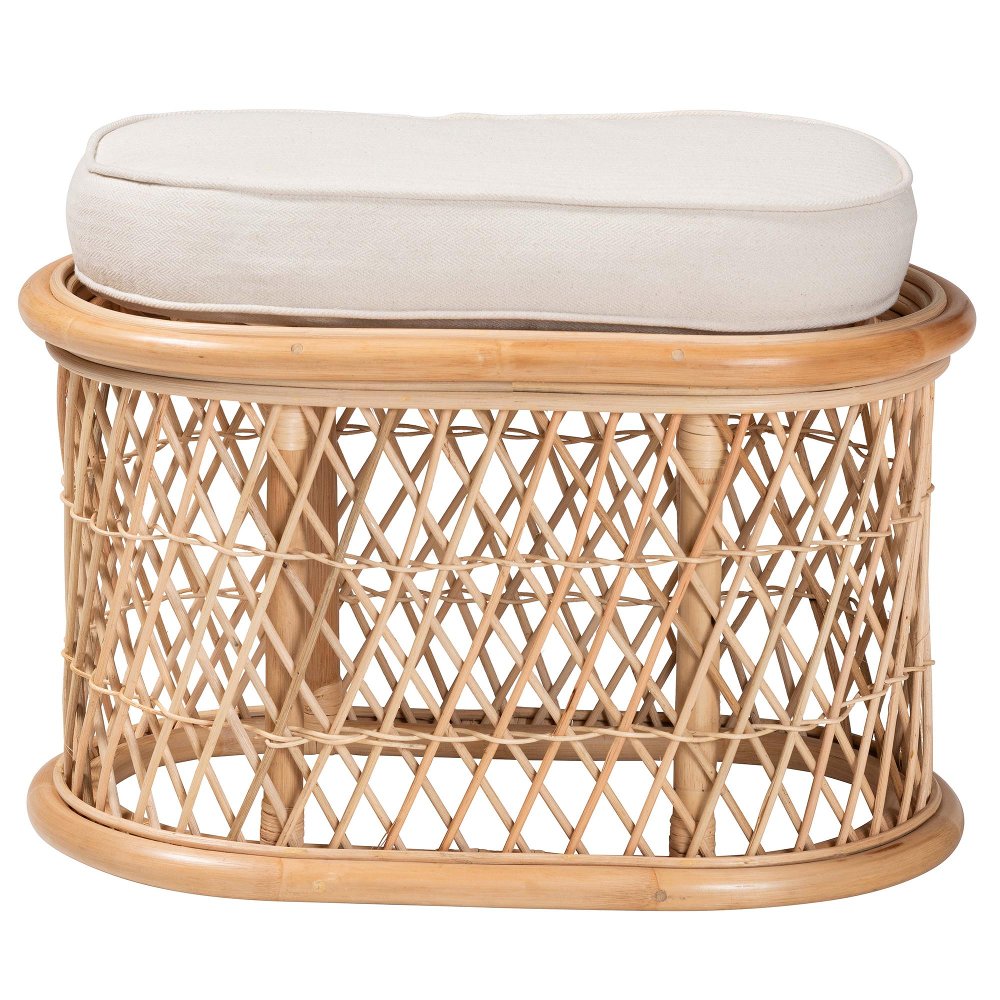 Ladonna Light Brown and White Ottoman Footstool