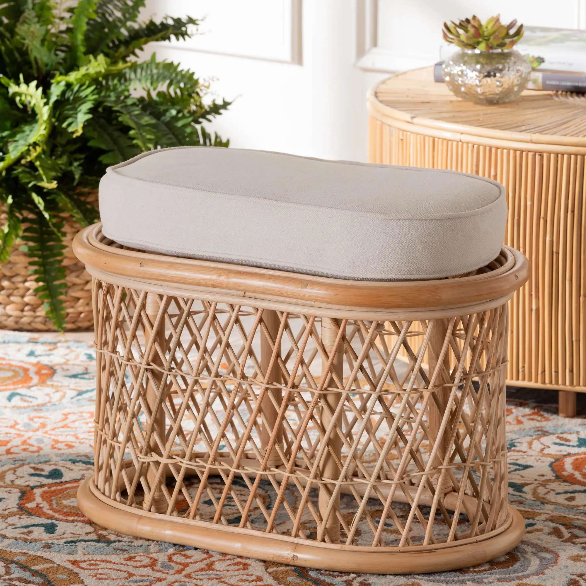244-13667-RCW Ladonna Light Brown and White Ottoman Footstool-2
