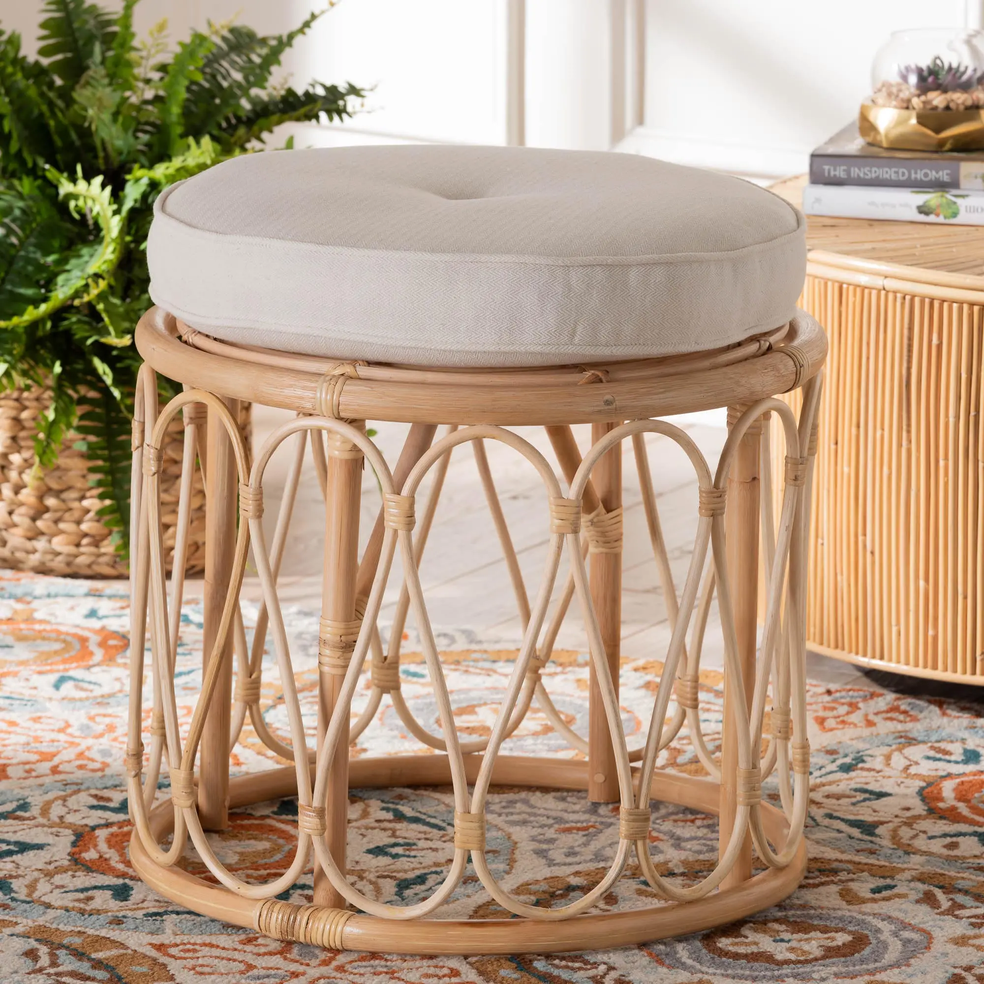 244-13668-RCW Hachiro Light Brown and White Ottoman Footstool-2
