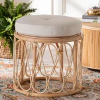 244-13668-RCW Hachiro Light Brown and White Ottoman Footstool