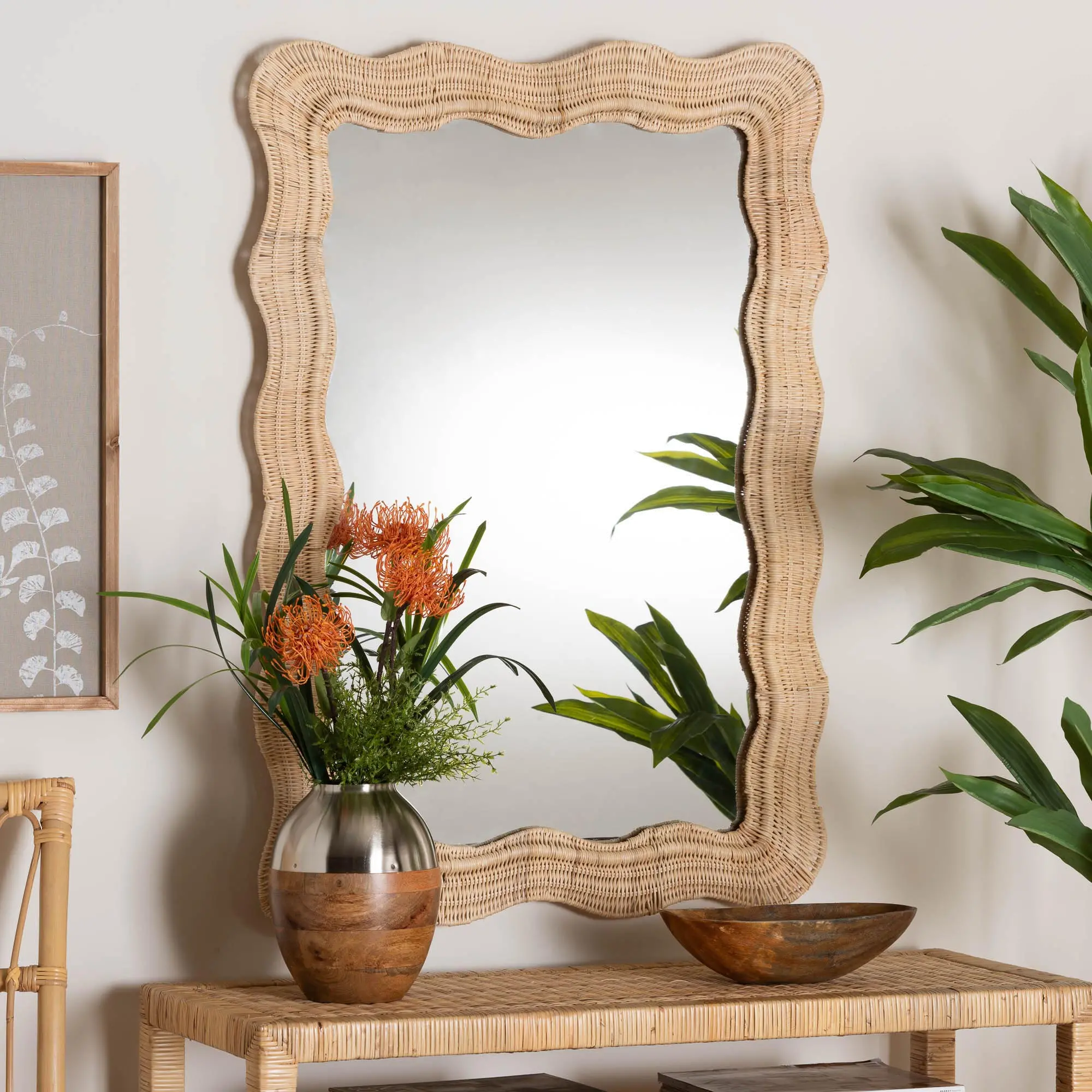 245-13718-RCW Hasana Natural Rattan Scallop Wall Mirror-2