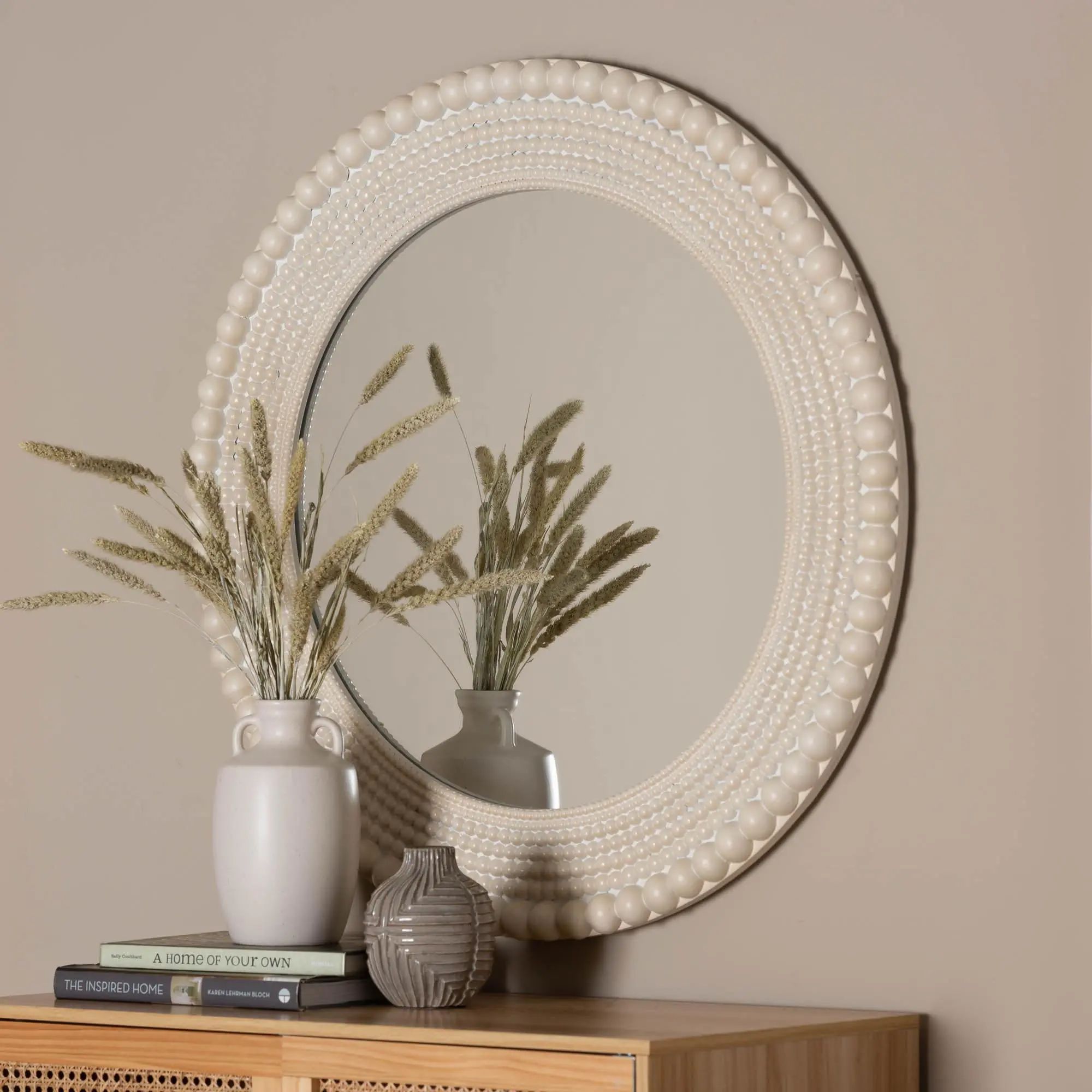 247-13757-RCW Grazia Pearl White Round Accent Mirror-2