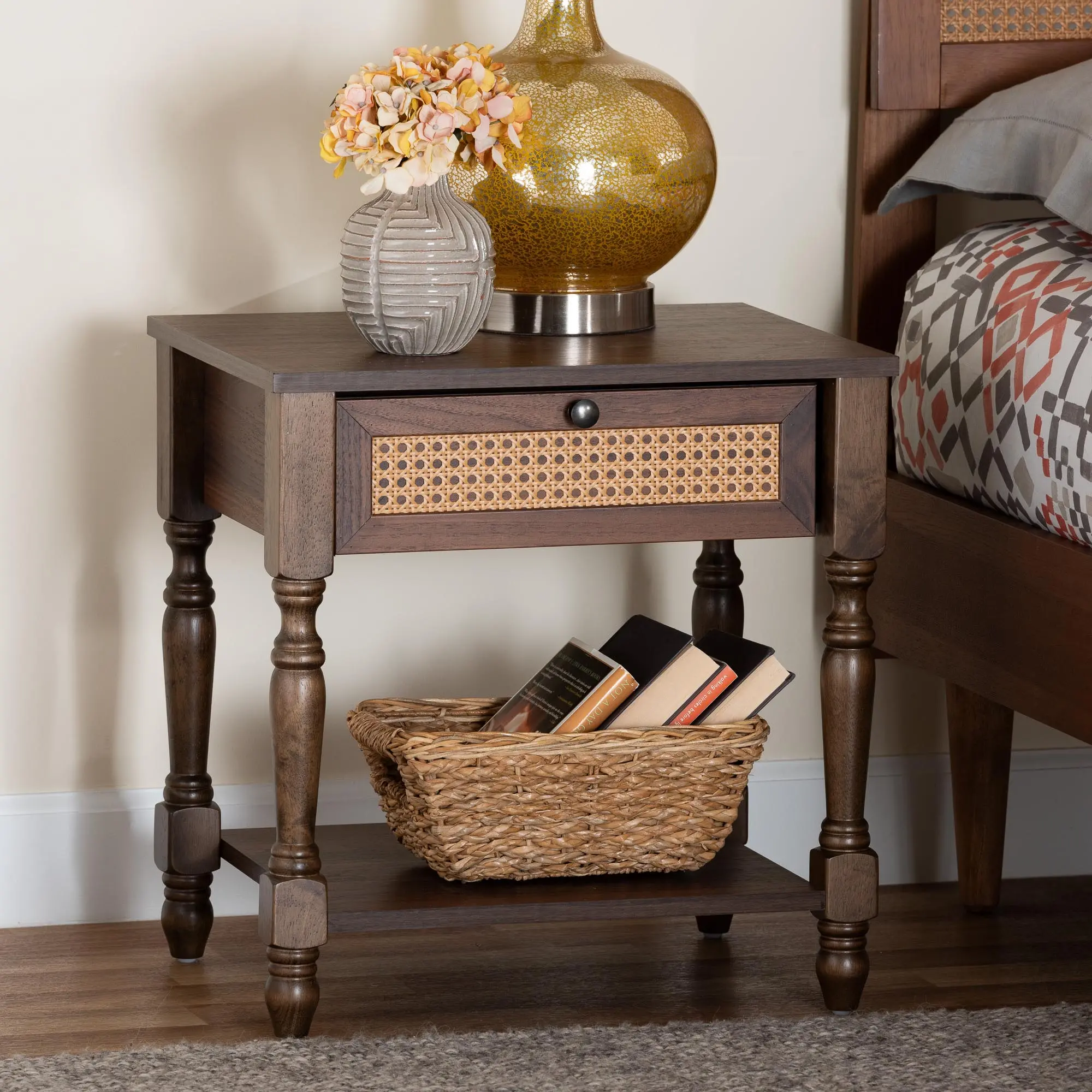 247-13771-RCW Roden Dark Brown and Rattan Nightstand-2