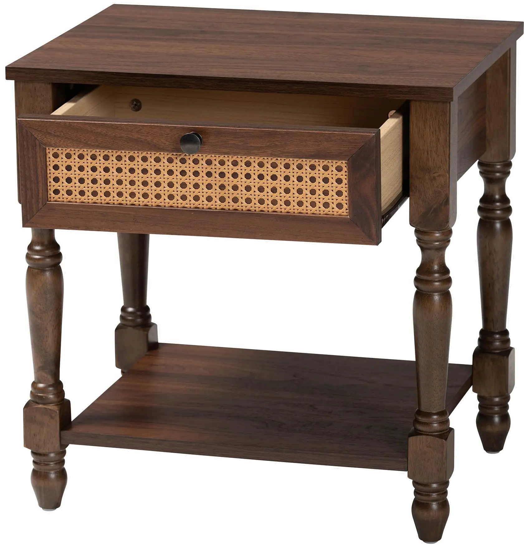 247-13771-RCW Roden Dark Brown and Rattan Nightstand-4