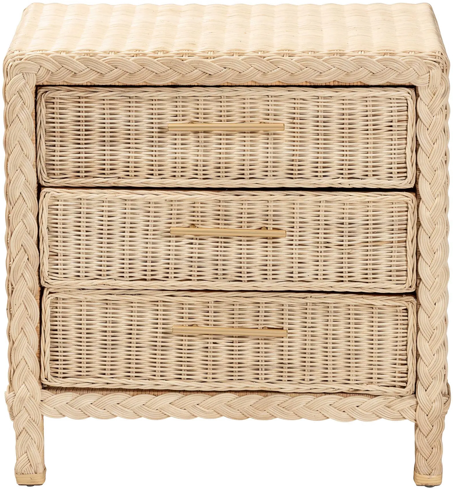 248-13728-RCW Lanica Light Brown Rattan 3-Drawer Nightstand-1