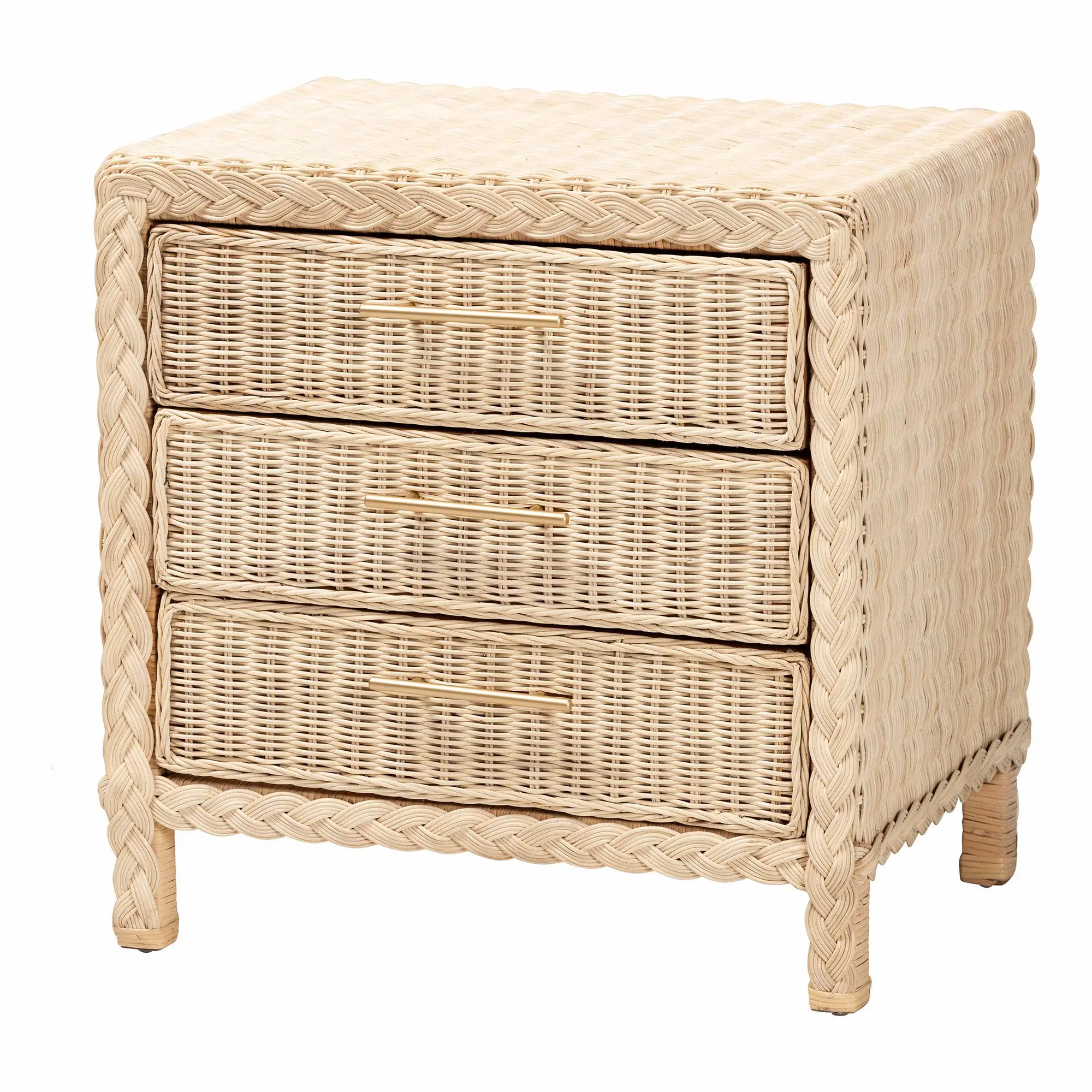 248-13728-RCW Lanica Light Brown Rattan 3-Drawer Nightstand-3