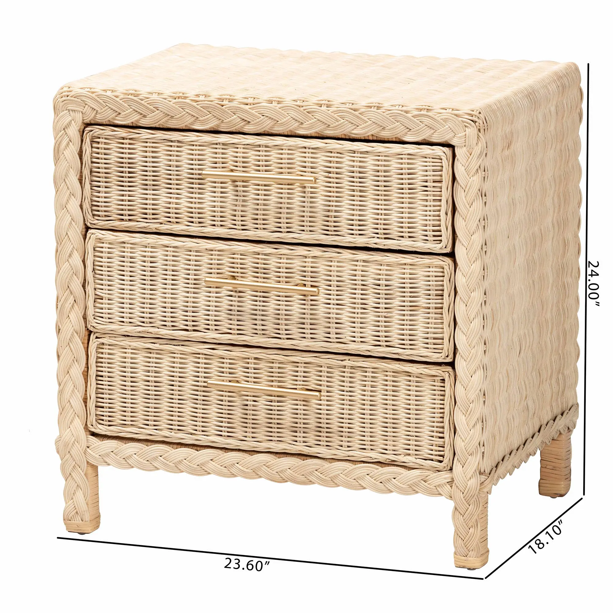 248-13728-RCW Lanica Light Brown Rattan 3-Drawer Nightstand-9