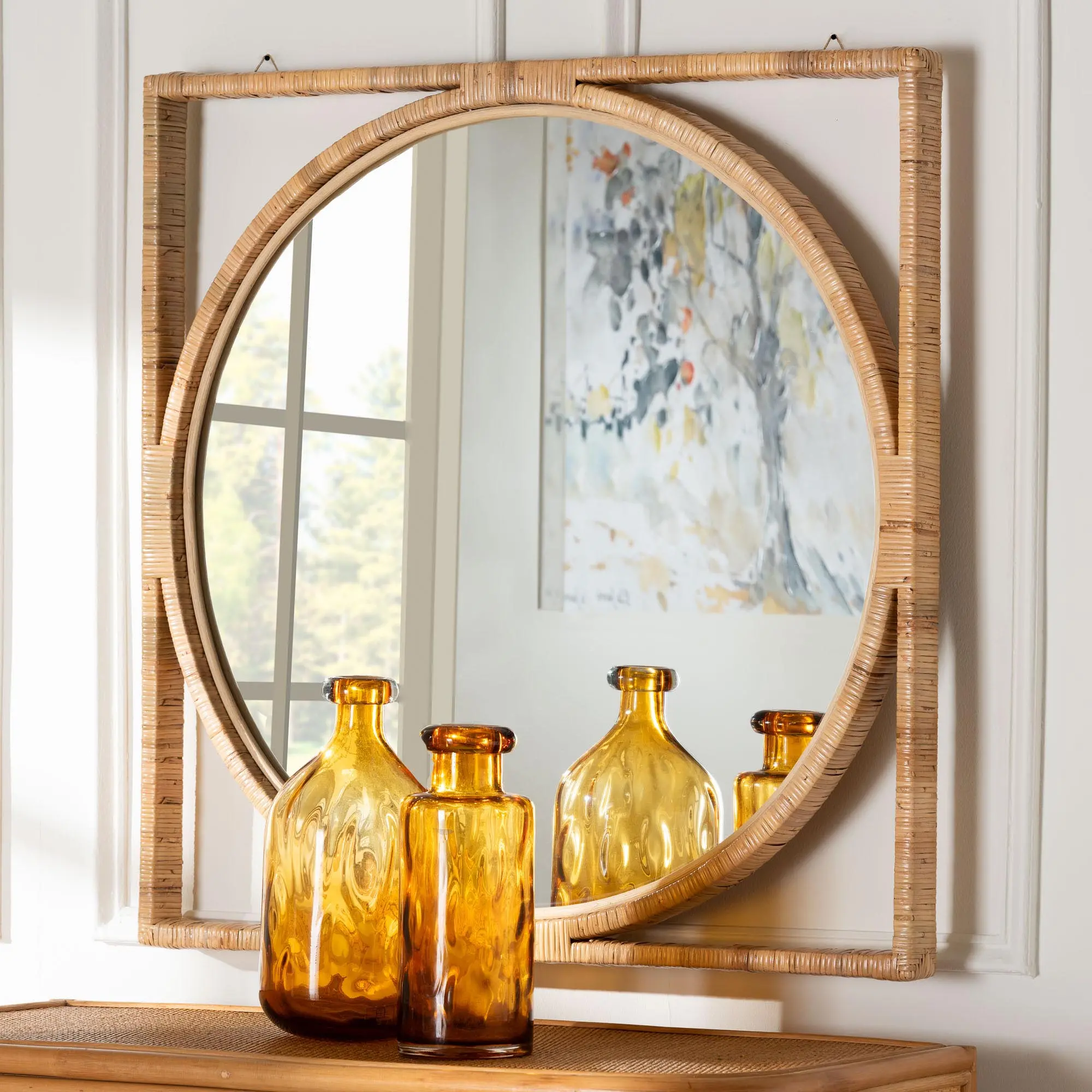 248-13780-RCW Bayan Natural Rattan Wall Mirror-2