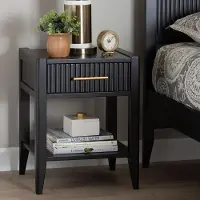 249-13830-RCW Primrose Black Mid-Century Nightstand