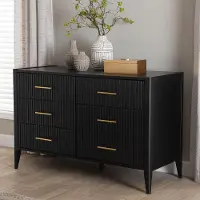 249-13822-RCW Primrose Black Mid-Century Dresser
