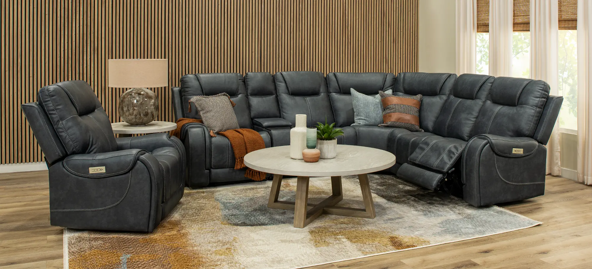 Conway Slate Gray 6 Piece Power Reclining Sectional with Audio