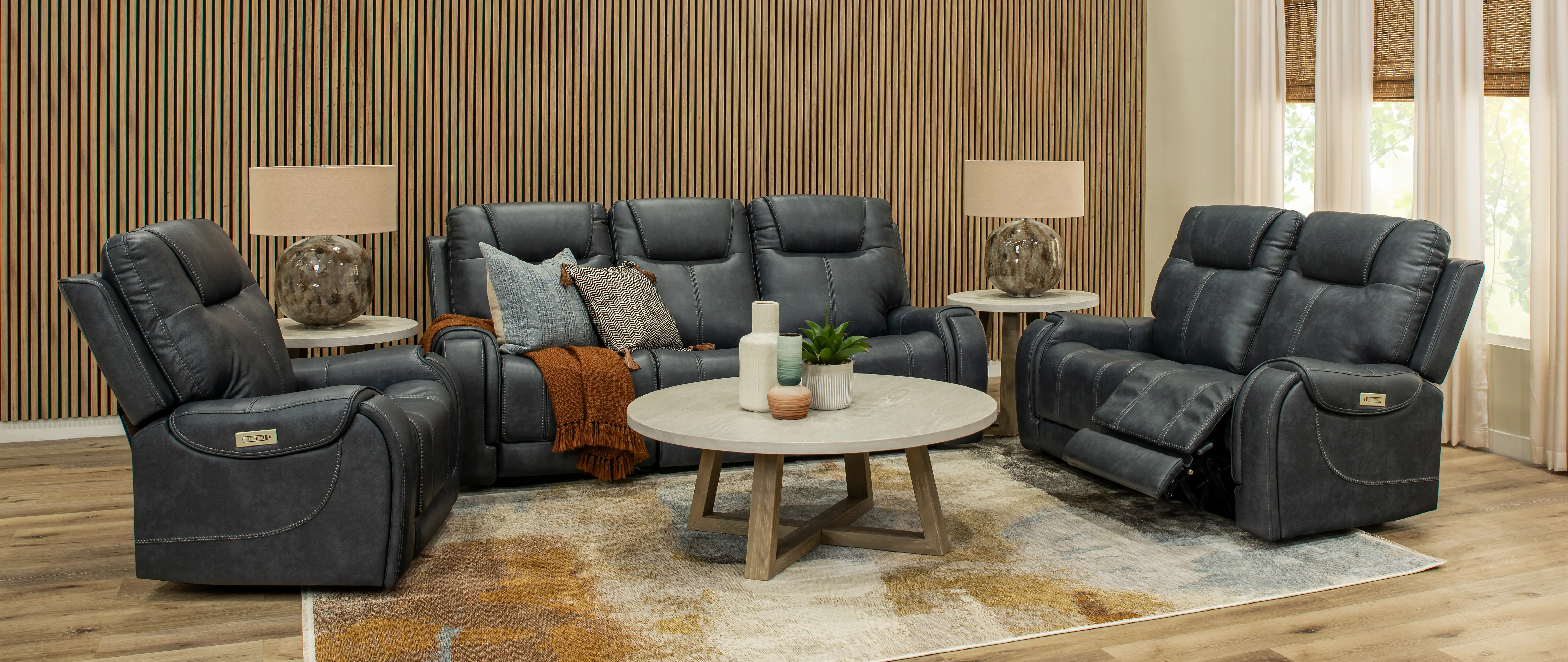 Conway Slate Gray Triple Reclining Sofa-2