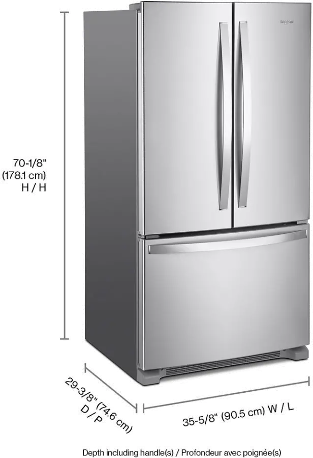 WRFC2036RZ Whirlpool 20 Cu Ft French Door Refrigerator - Counter Depth Stainless Steel-3