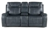 Conway Slate Gray Power Reclining Loveseat with Audio Console
