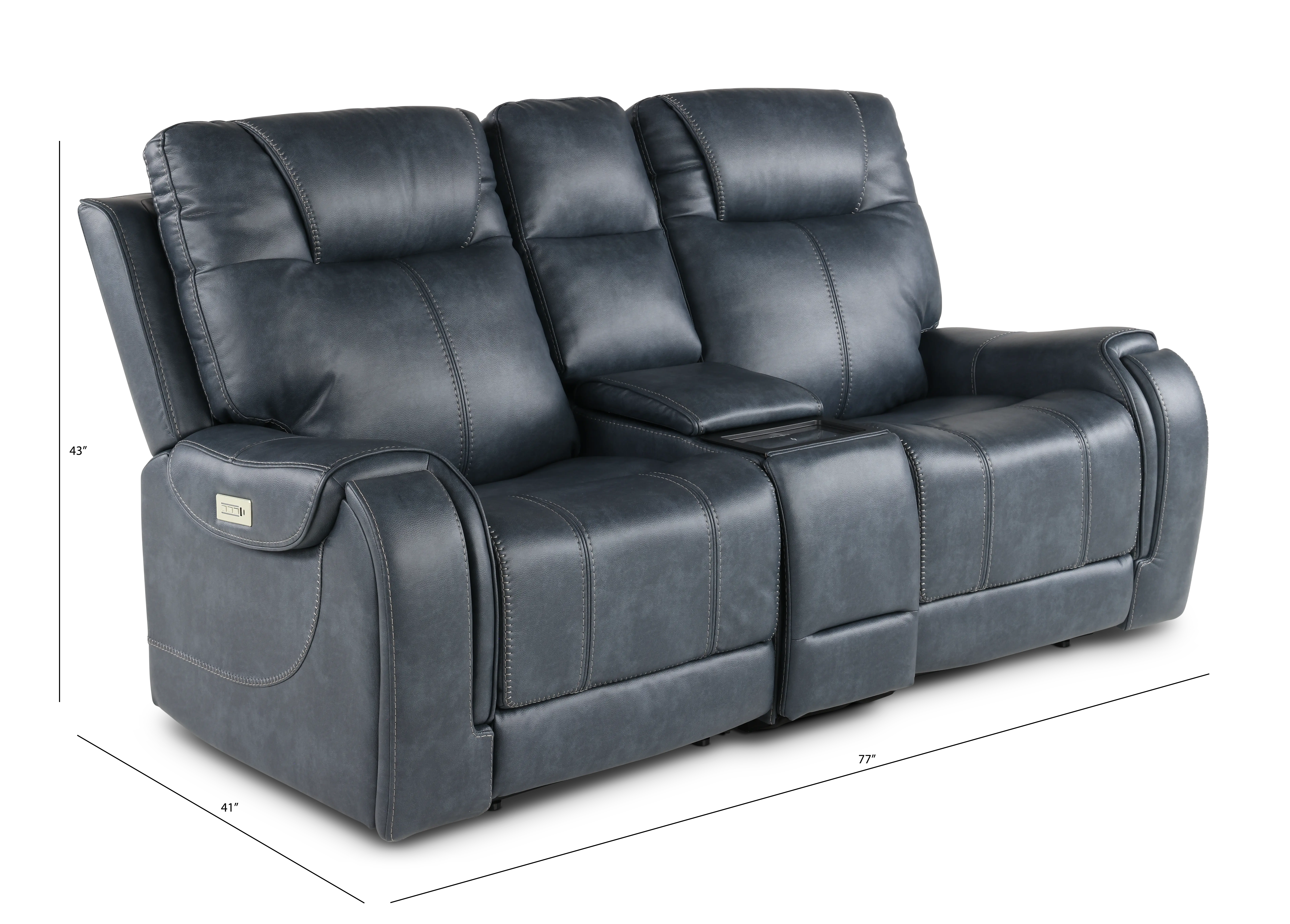 Conway Slate Gray Power Reclining Loveseat with Audio Console-3