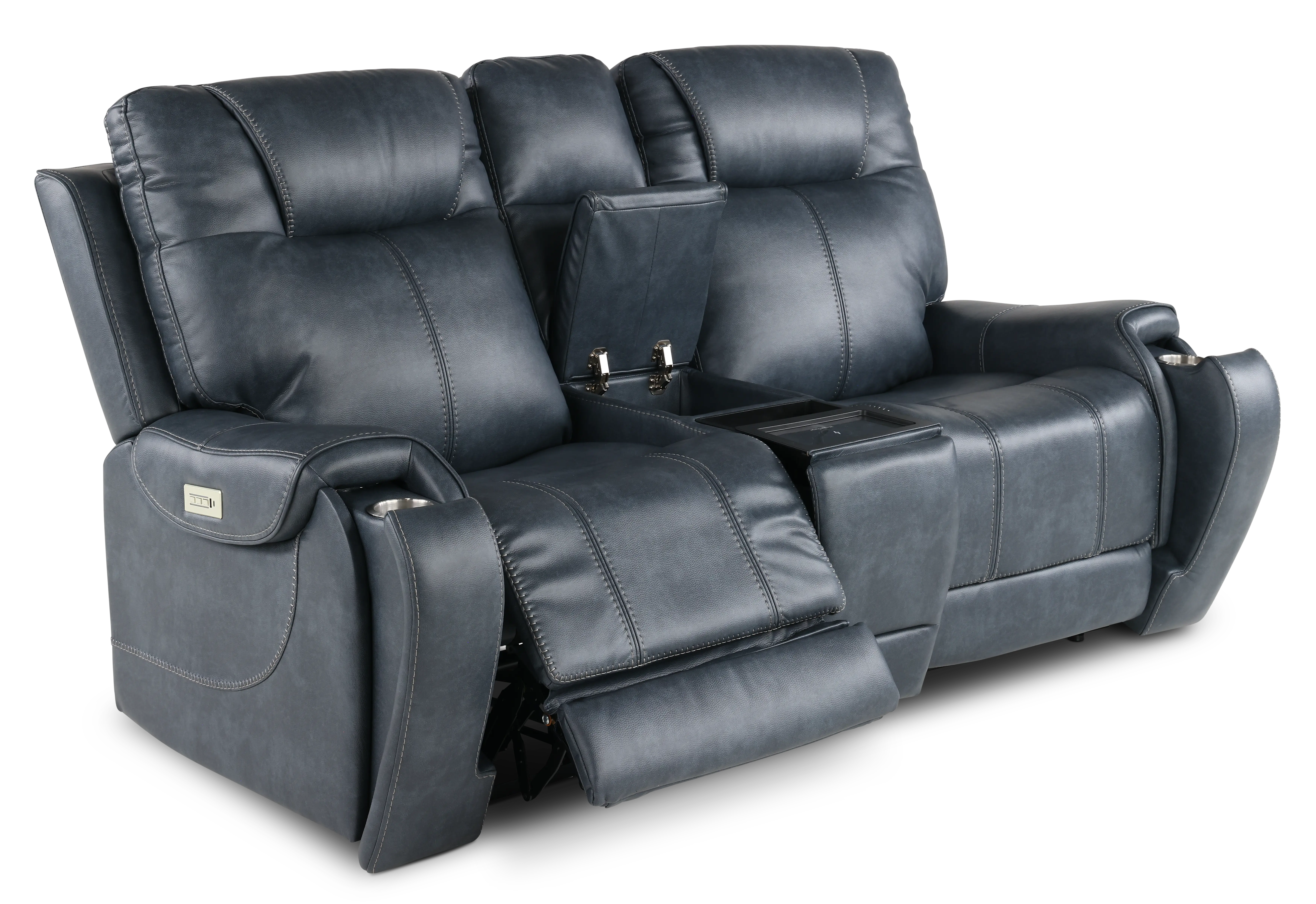 Conway Slate Gray Power Reclining Loveseat with Audio Console-6