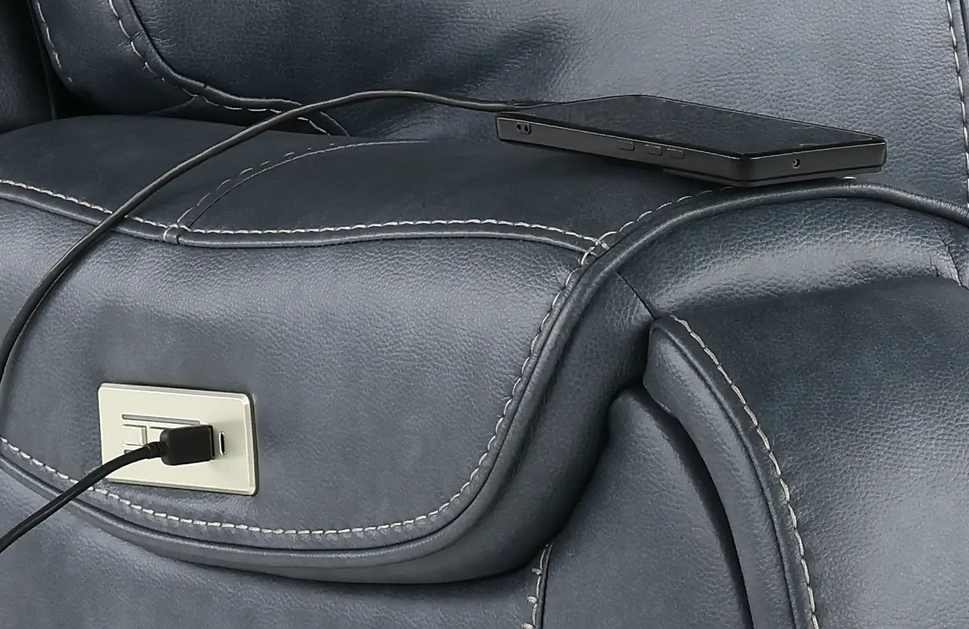 Conway Slate Gray Power Reclining Loveseat with Audio Console-8