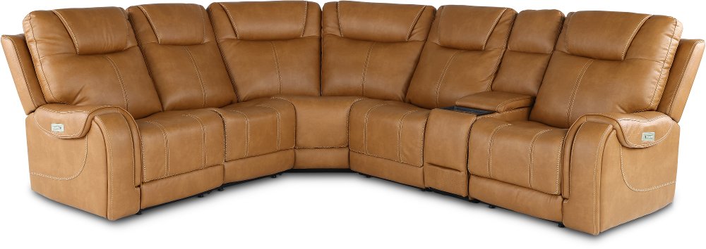 Conway Saddle Brown 6 Piece Power Reclining Sectional
