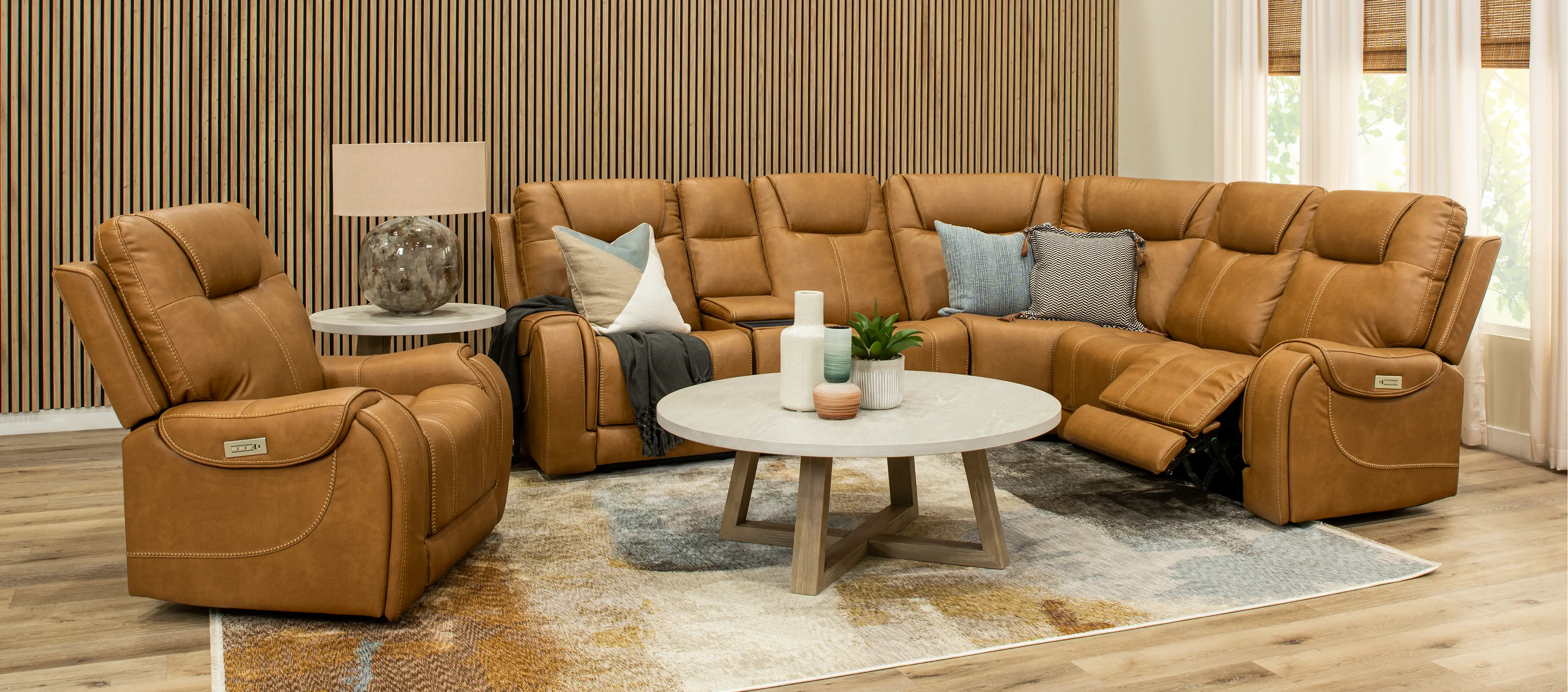 Conway Saddle Brown 6 Piece Power Reclining Sectional-2