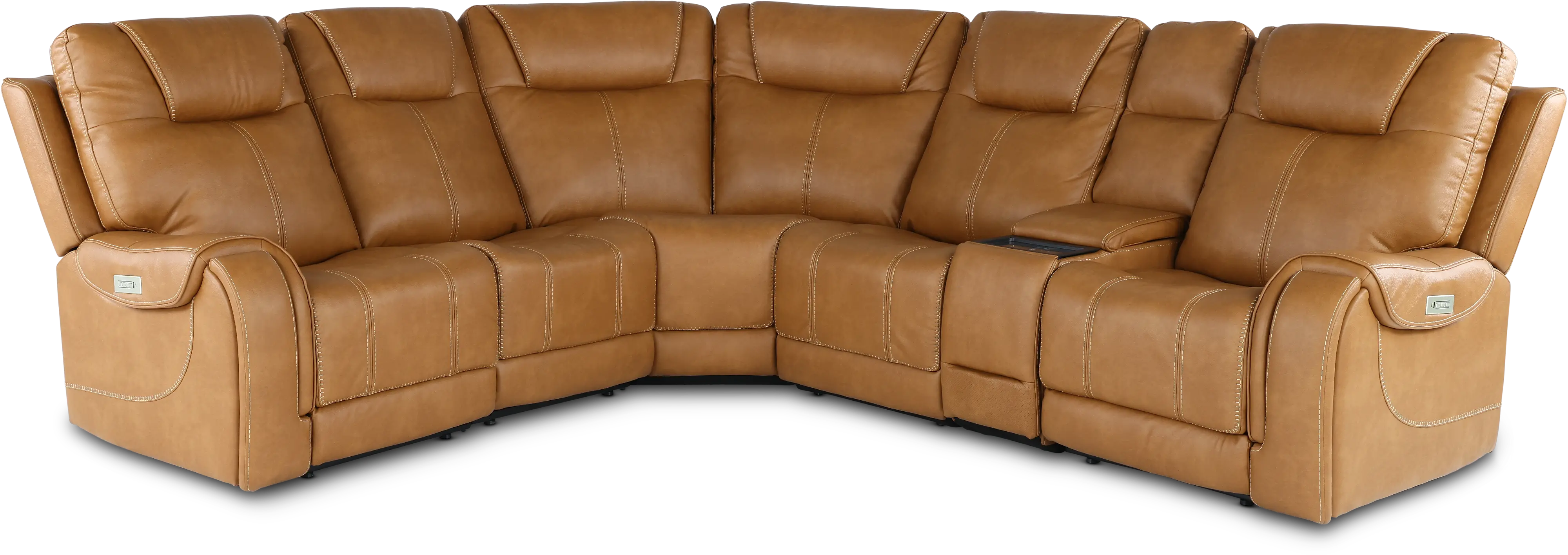Conway Saddle Brown 6 Piece Power Reclining Sectional with Audio System-1