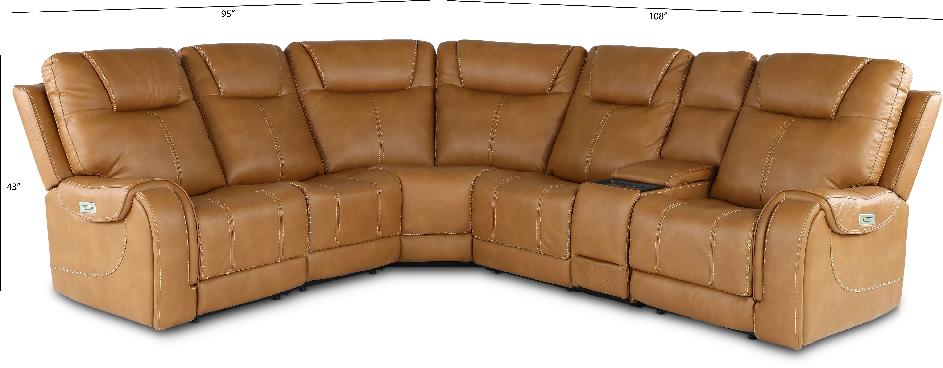 Conway Saddle Brown 6 Piece Power Reclining Sectional with Audio System-3