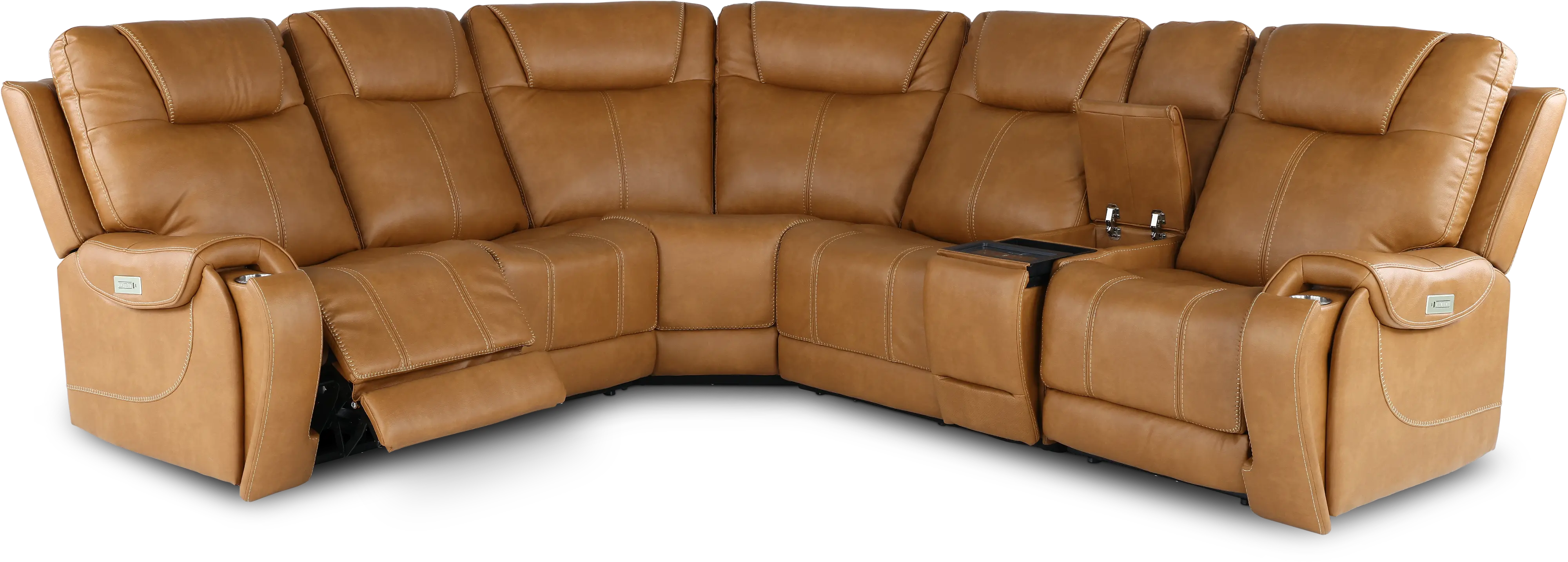 Conway Saddle Brown 6 Piece Power Reclining Sectional with Audio System-2