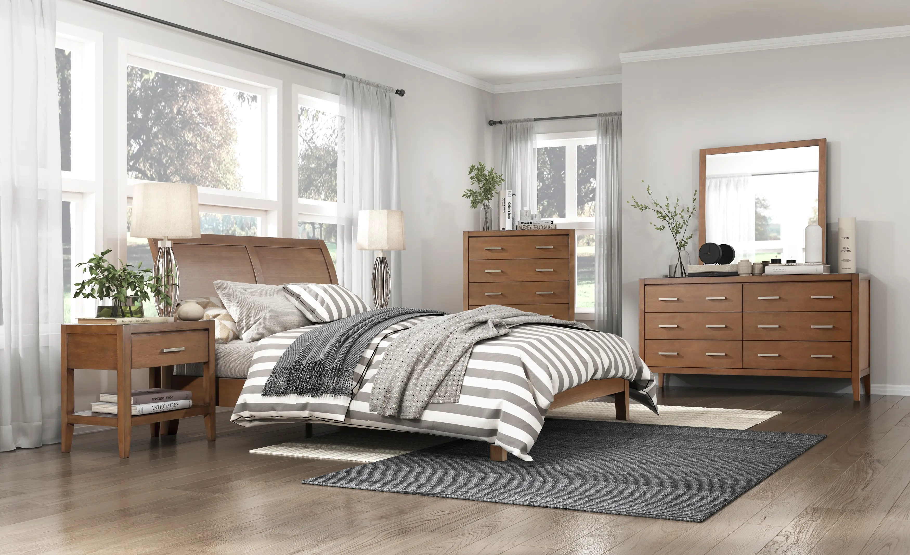 Everest Brown Queen Platform Bed-2