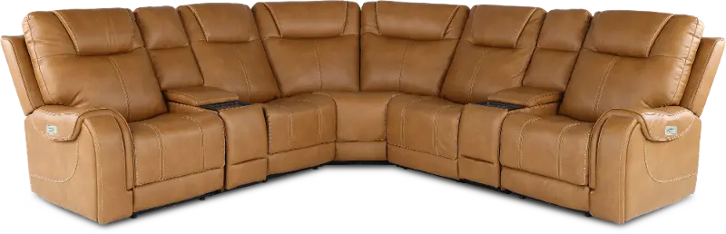 Conway Saddle Brown 7 Piece Power Reclining Sectional