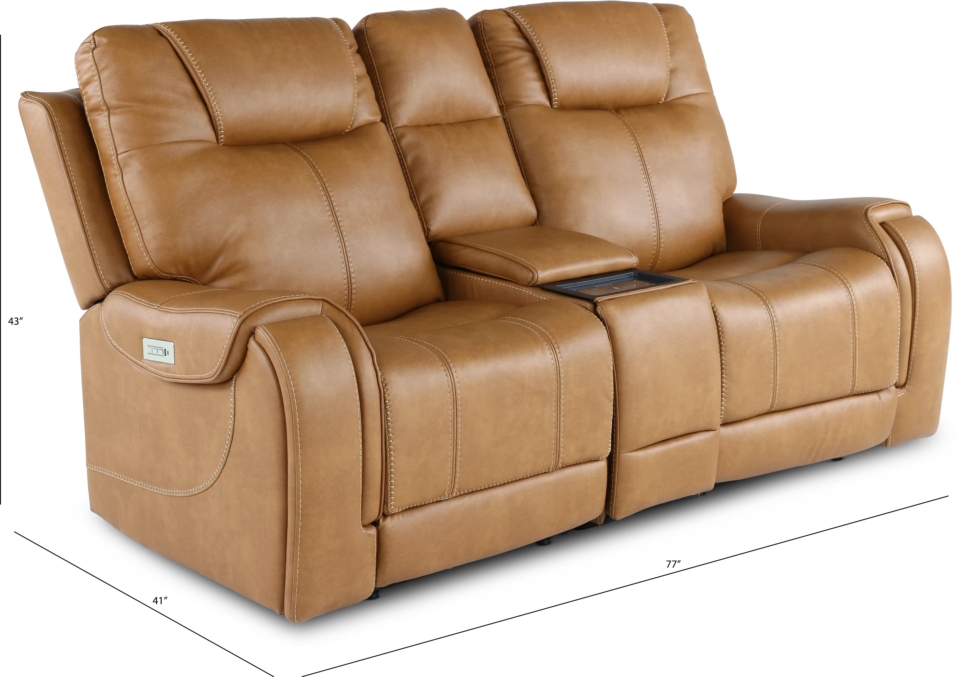Conway Saddle Brown Power Reclining Loveseat with Audio Console-3